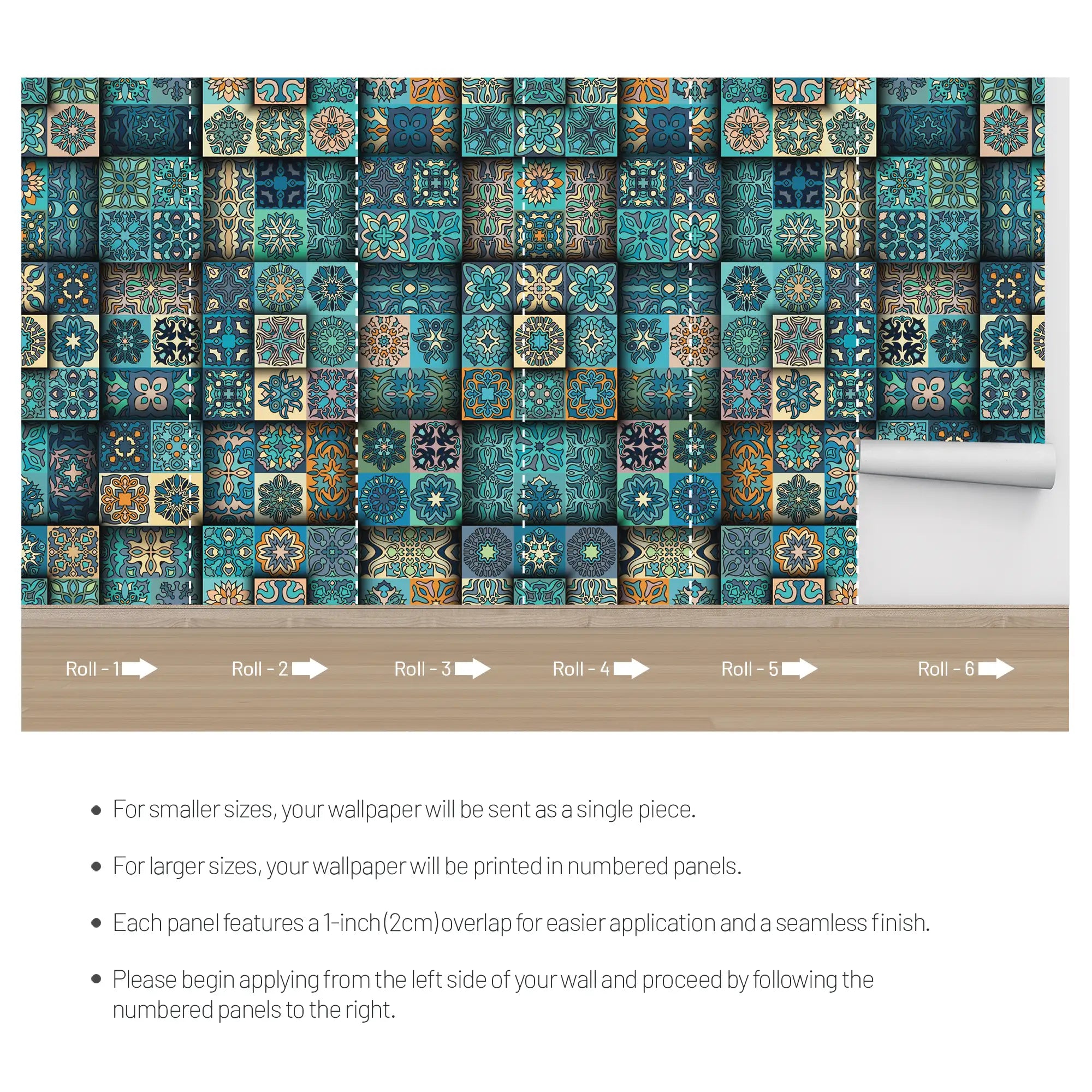 3138-A / Self-Adhesive Geometric Wallpaper - Modern Mosaic Tile Pattern - Easy Install Peel and Stick Wall Art - Artevella