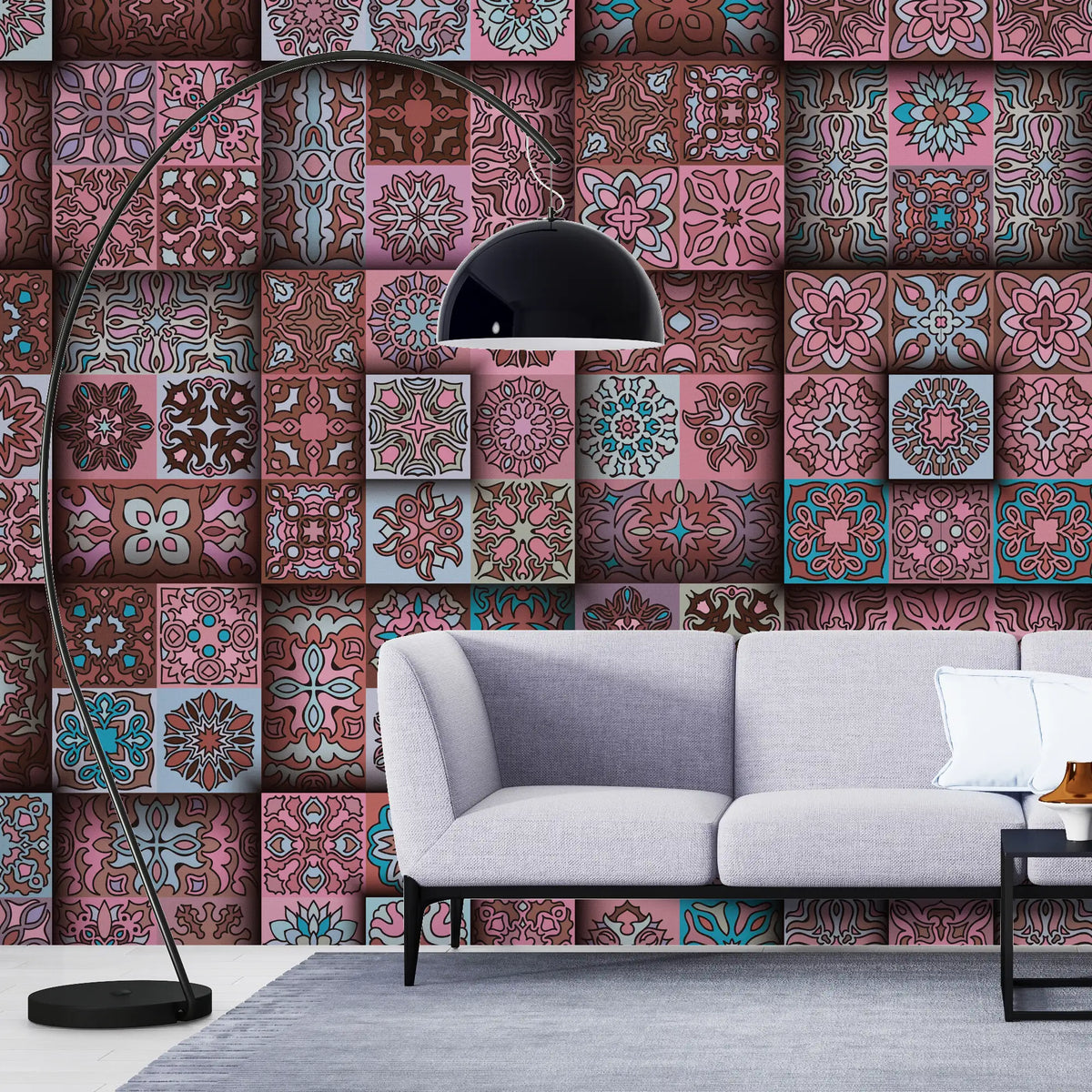 3138-C / Self-Adhesive Geometric Wallpaper - Modern Mosaic Tile Pattern - Easy Install Peel and Stick Wall Art - Artevella