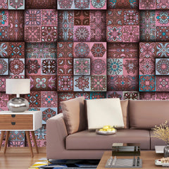 3138-C / Self-Adhesive Geometric Wallpaper - Modern Mosaic Tile Pattern - Easy Install Peel and Stick Wall Art - Artevella