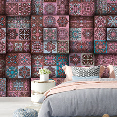 3138-C / Self-Adhesive Geometric Wallpaper - Modern Mosaic Tile Pattern - Easy Install Peel and Stick Wall Art - Artevella