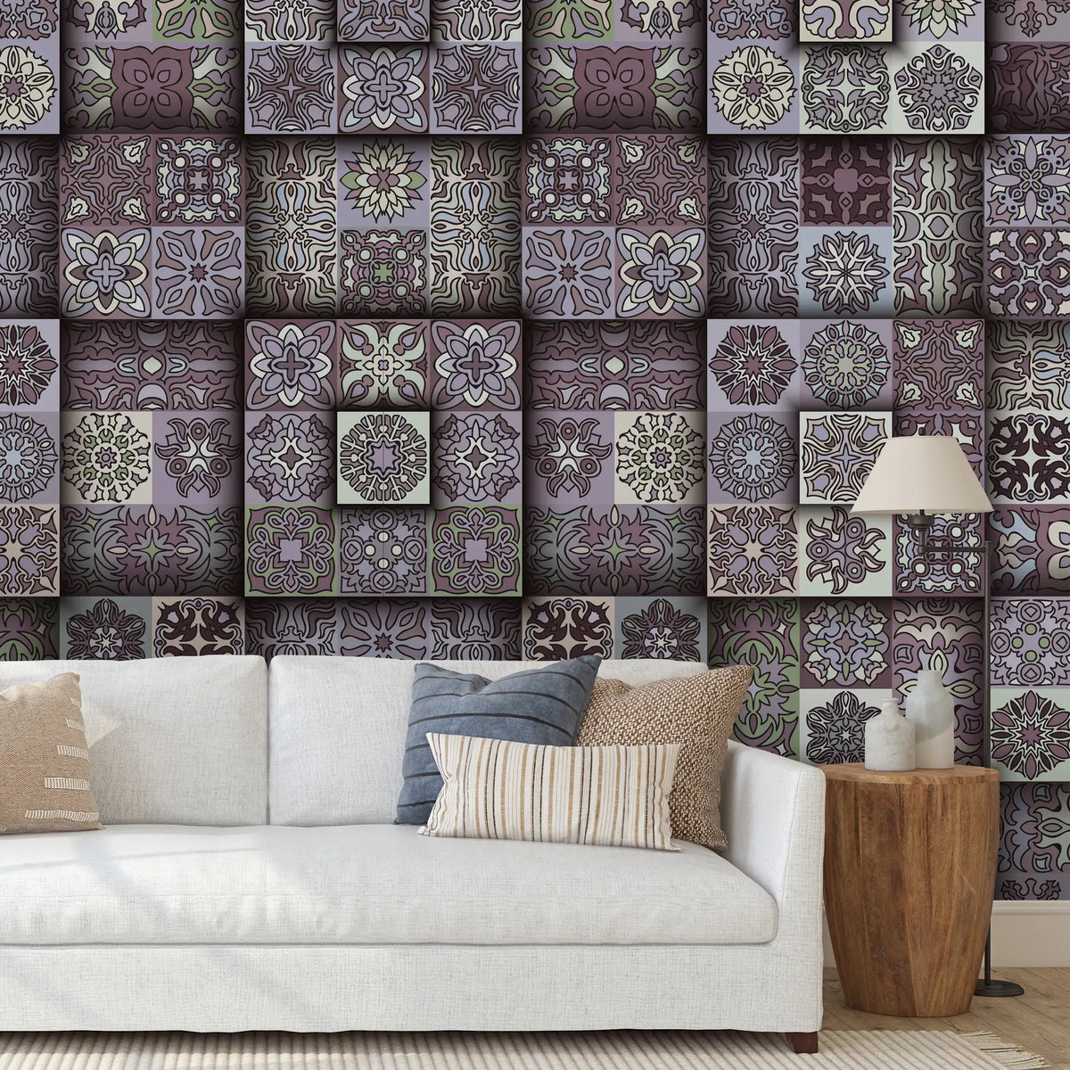 3138-E / Self-Adhesive Geometric Wallpaper - Modern Mosaic Tile Pattern - Easy Install Peel and Stick Wall Art - Artevella