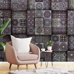 3138-E / Self-Adhesive Geometric Wallpaper - Modern Mosaic Tile Pattern - Easy Install Peel and Stick Wall Art - Artevella