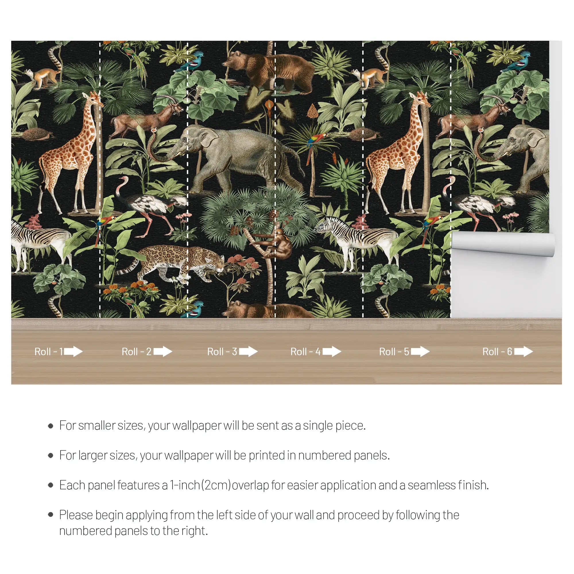 3139-A / Wildlife Inspired Self-Adhesive Wallpaper - Exotic Jungle Design - Modern Decor for Any Room - Artevella