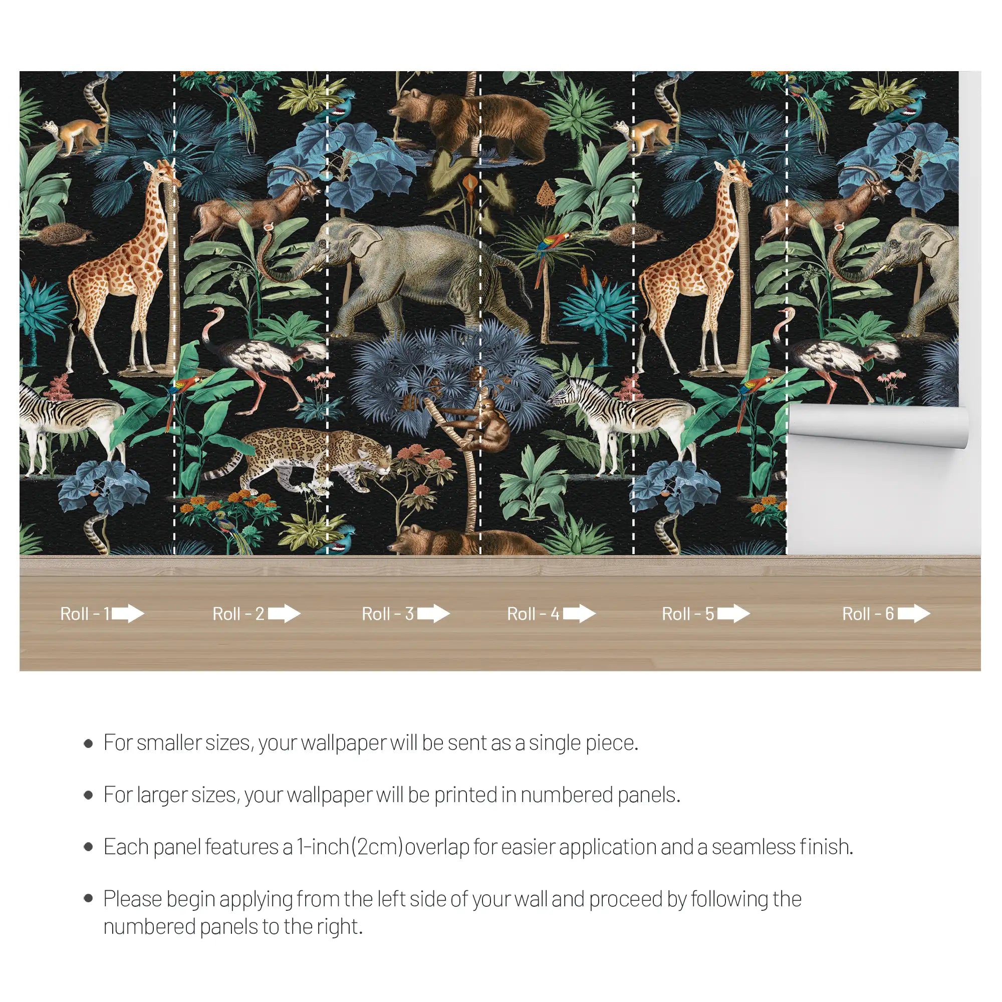 3139-B / Wildlife Inspired Self-Adhesive Wallpaper - Exotic Jungle Design - Modern Decor for Any Room - Artevella