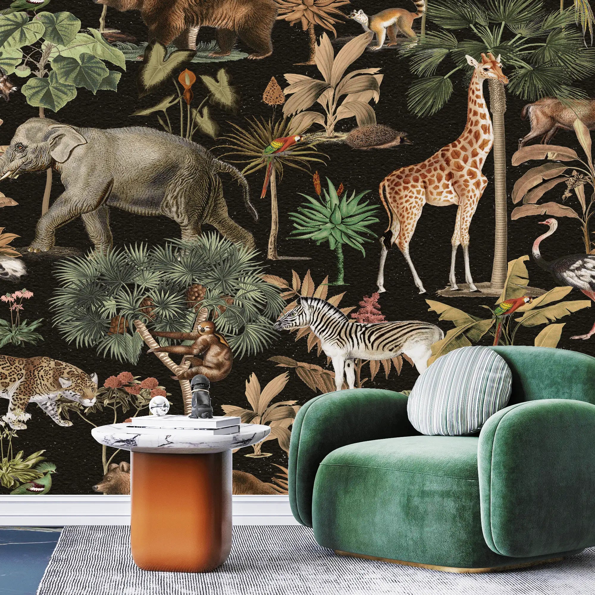 3139-C / Wildlife Inspired Self-Adhesive Wallpaper - Exotic Jungle Design - Modern Decor for Any Room - Artevella