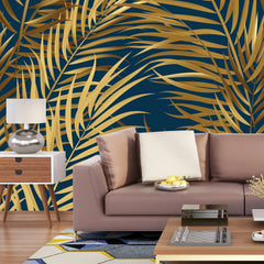 3141-B / Palm Leaf Peel and Stick Wallpaper - Tropical Boho Decor , Stickable Tropical Palm Leaf Design - Artevella