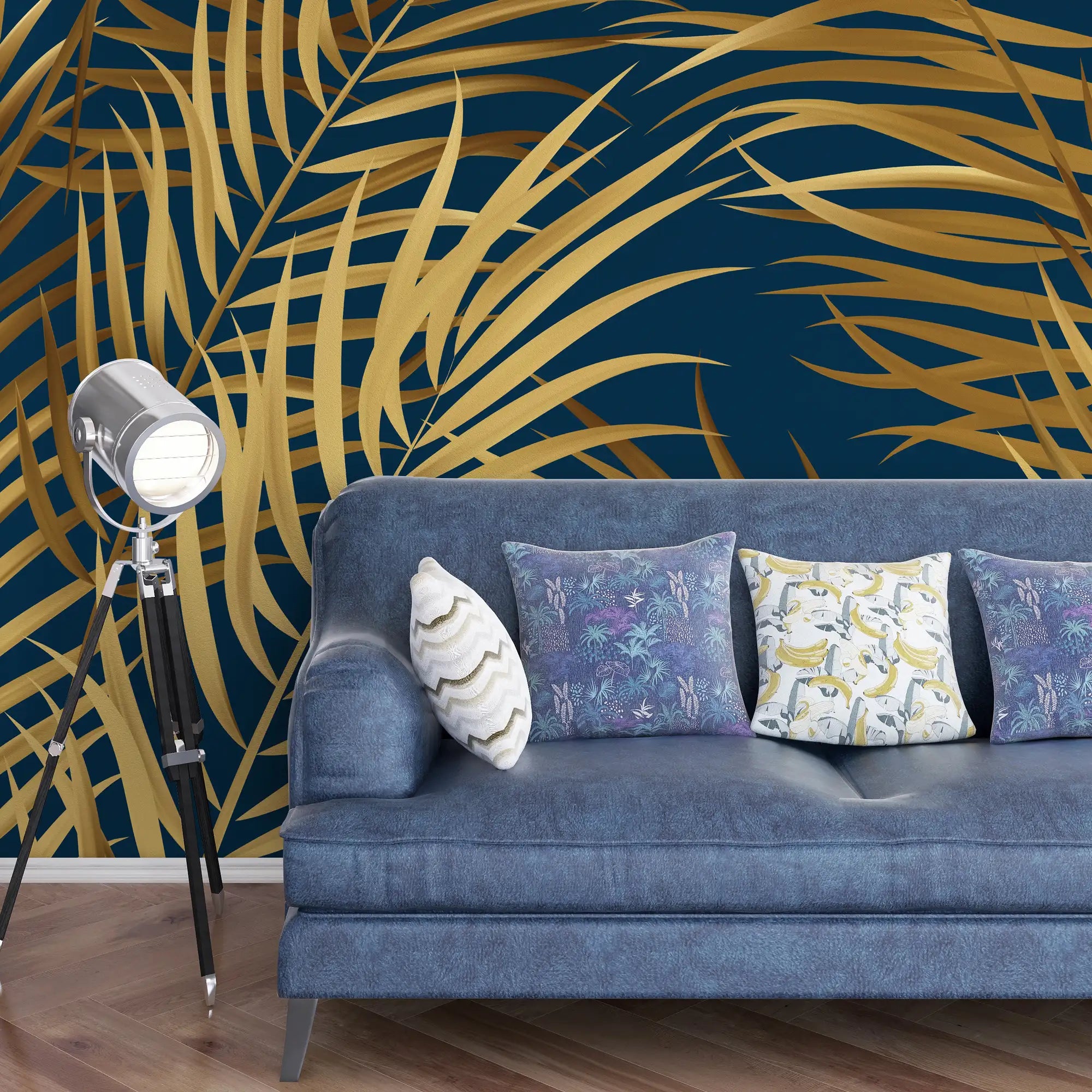 3141-B / Palm Leaf Peel and Stick Wallpaper - Tropical Boho Decor , Stickable Tropical Palm Leaf Design - Artevella