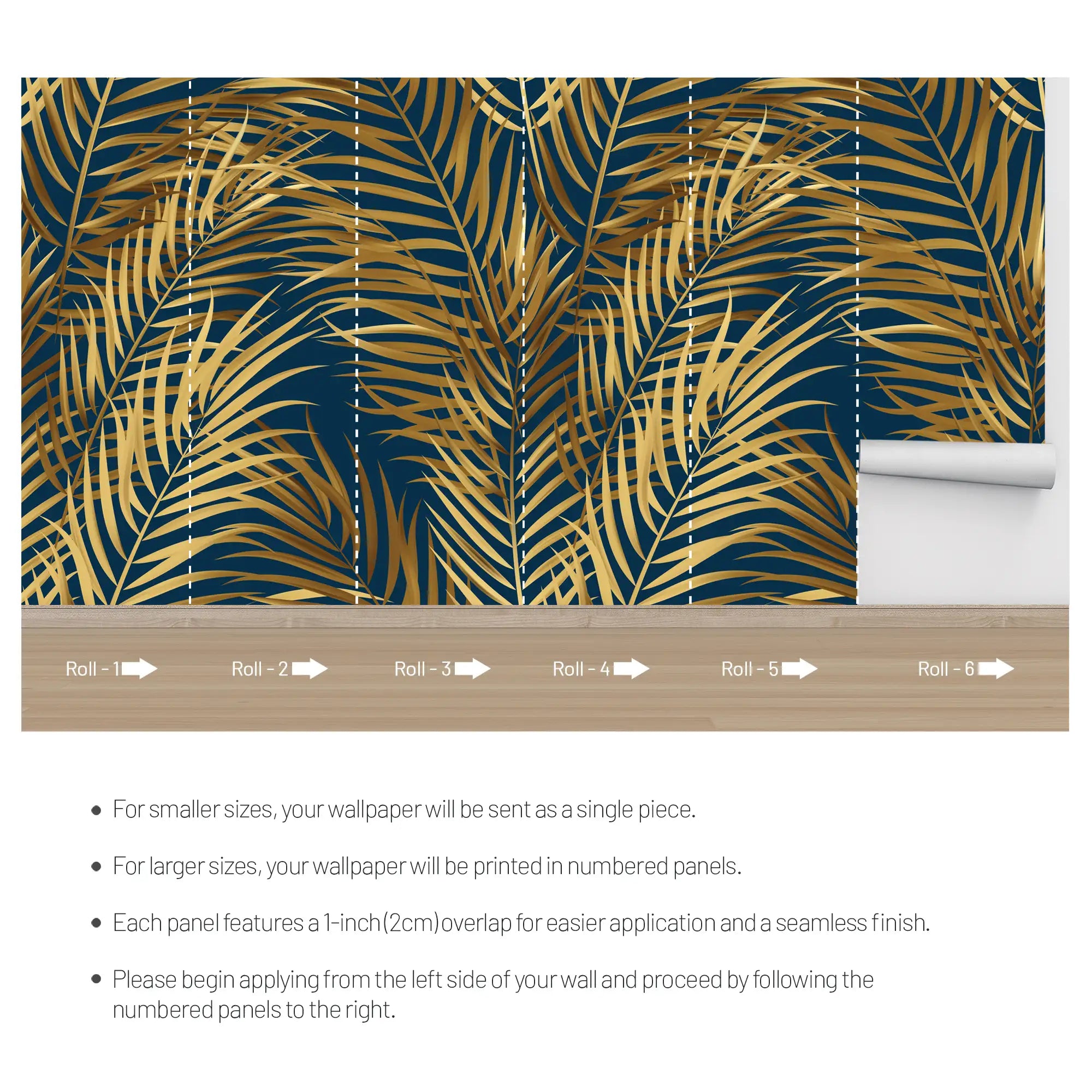 3141-B / Palm Leaf Peel and Stick Wallpaper - Tropical Boho Decor , Stickable Tropical Palm Leaf Design - Artevella