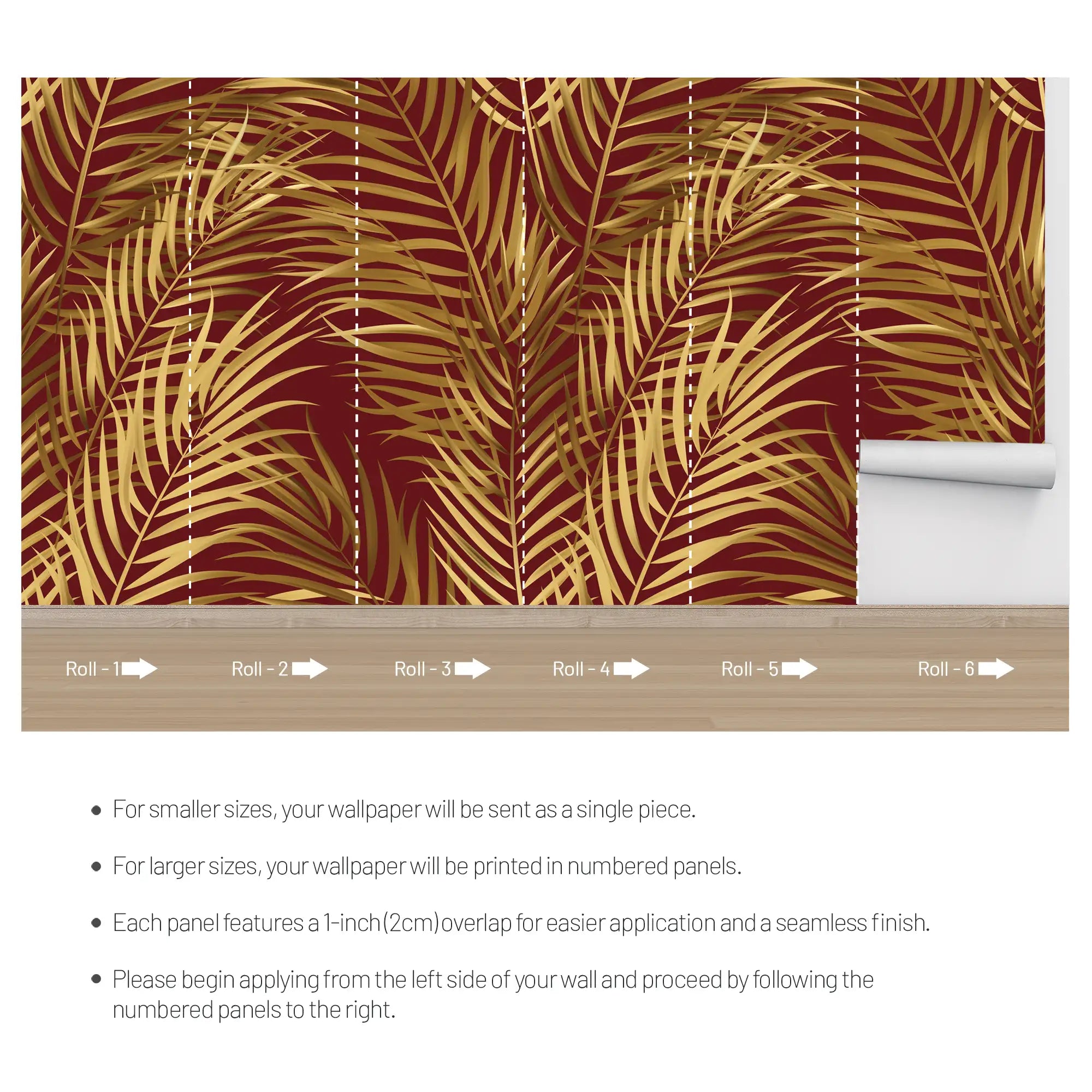 3141-C / Palm Leaf Peel and Stick Wallpaper - Tropical Boho Decor , Stickable Tropical Palm Leaf Design - Artevella