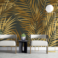 3141-F / Palm Leaf Peel and Stick Wallpaper - Tropical Boho Decor , Stickable Tropical Palm Leaf Design - Artevella