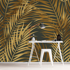 3141-F / Palm Leaf Peel and Stick Wallpaper - Tropical Boho Decor , Stickable Tropical Palm Leaf Design - Artevella