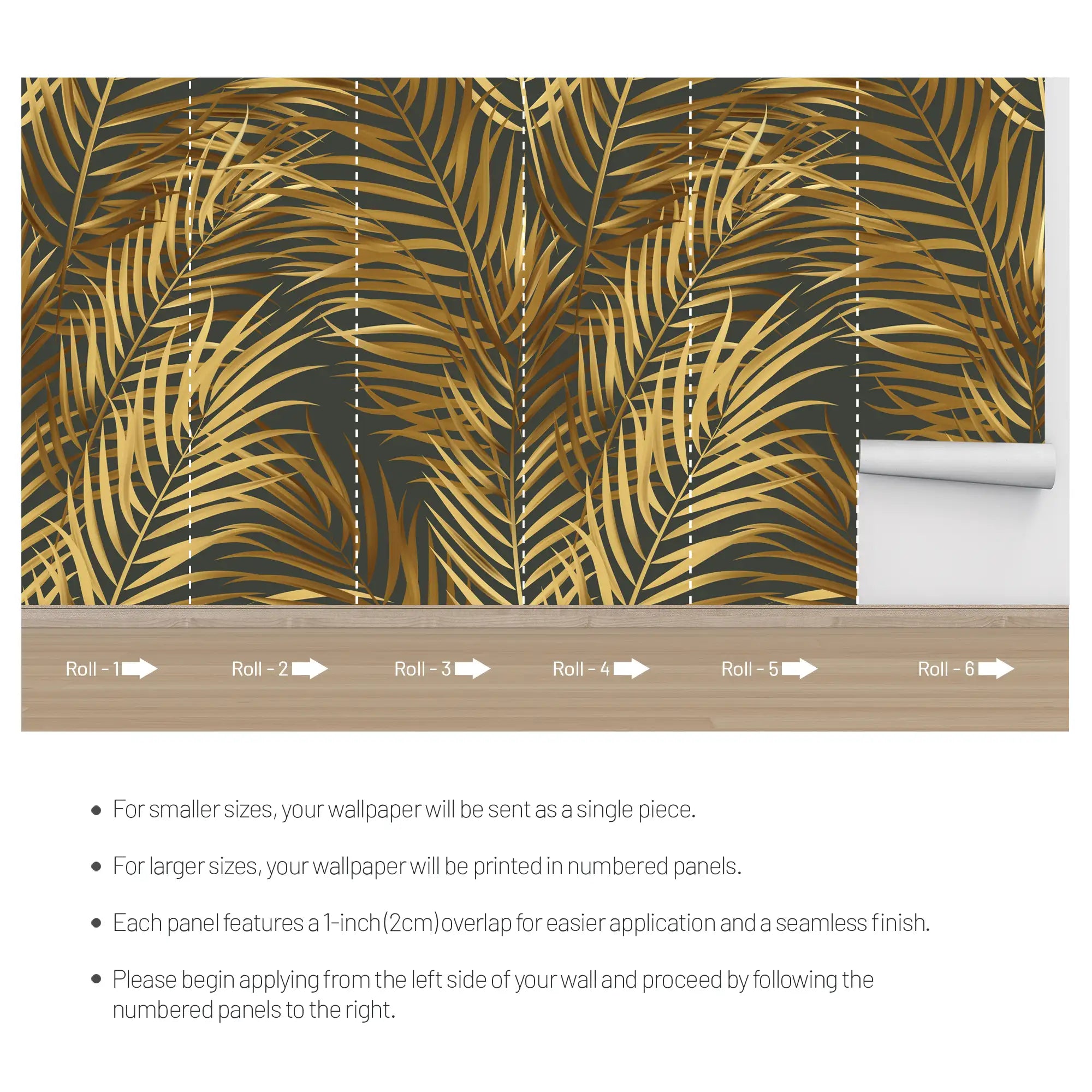 3141-F / Palm Leaf Peel and Stick Wallpaper - Tropical Boho Decor , Stickable Tropical Palm Leaf Design - Artevella