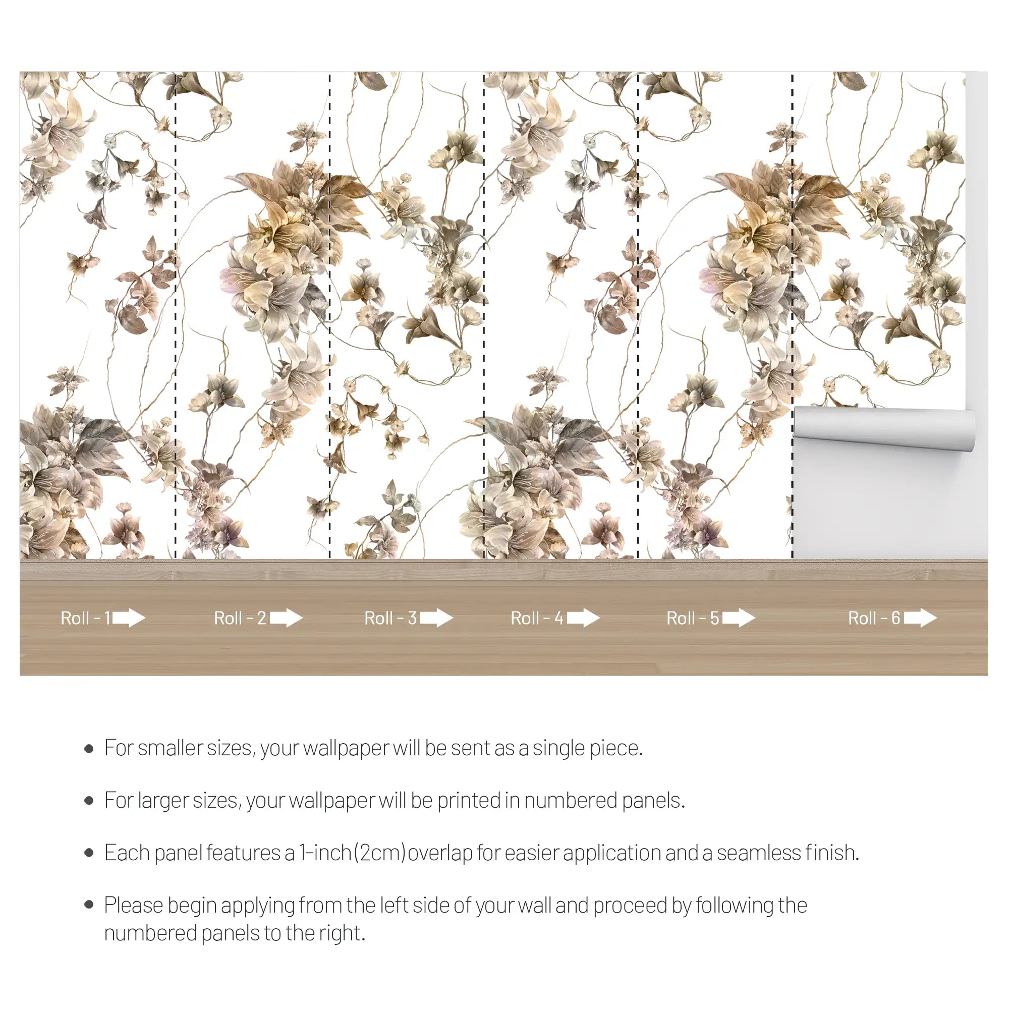 3142 / Peel and Stick Wallpaper Floral: Elegant Flower Design for Bedroom/Kitchen/Living Room/Bathroom, Easy Install, Removable Wall Decor - Artevella