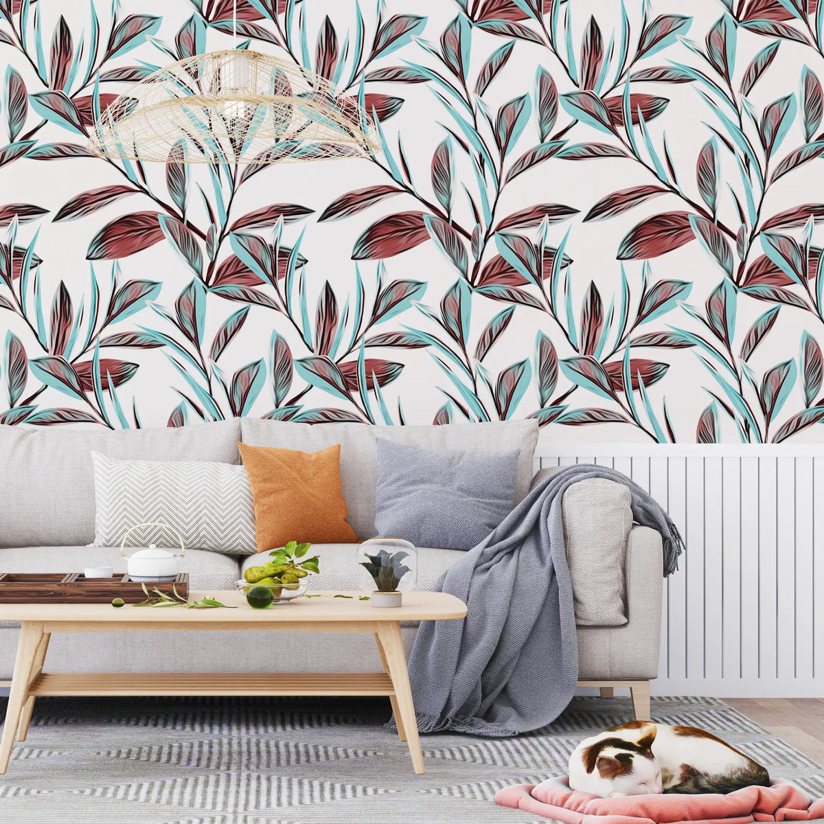 3143 / Floral Wall Mural: Peel and Stick Geometric Wallpaper, Nature Inspired, Easy Peel Off, Perfect for Living Room - Artevella