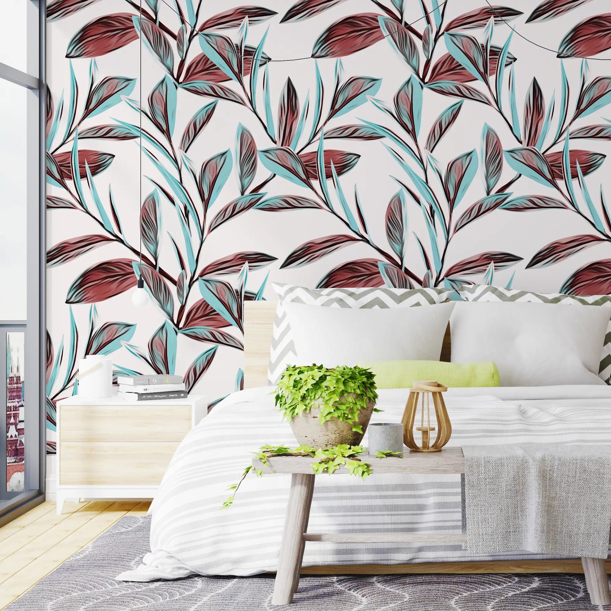 3143 / Floral Wall Mural: Peel and Stick Geometric Wallpaper, Nature Inspired, Easy Peel Off, Perfect for Living Room - Artevella