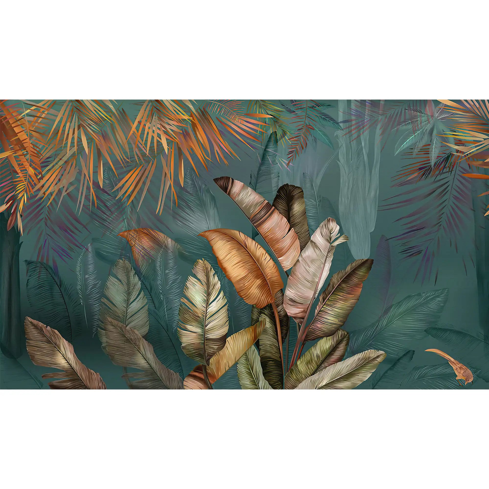 3146 / Palm Tree & Leaf Wallpaper, Self-Adhesive Tropical Wall Mural, Peel and Stick for Easy Install, Modern Decor Wall Mural - Artevella