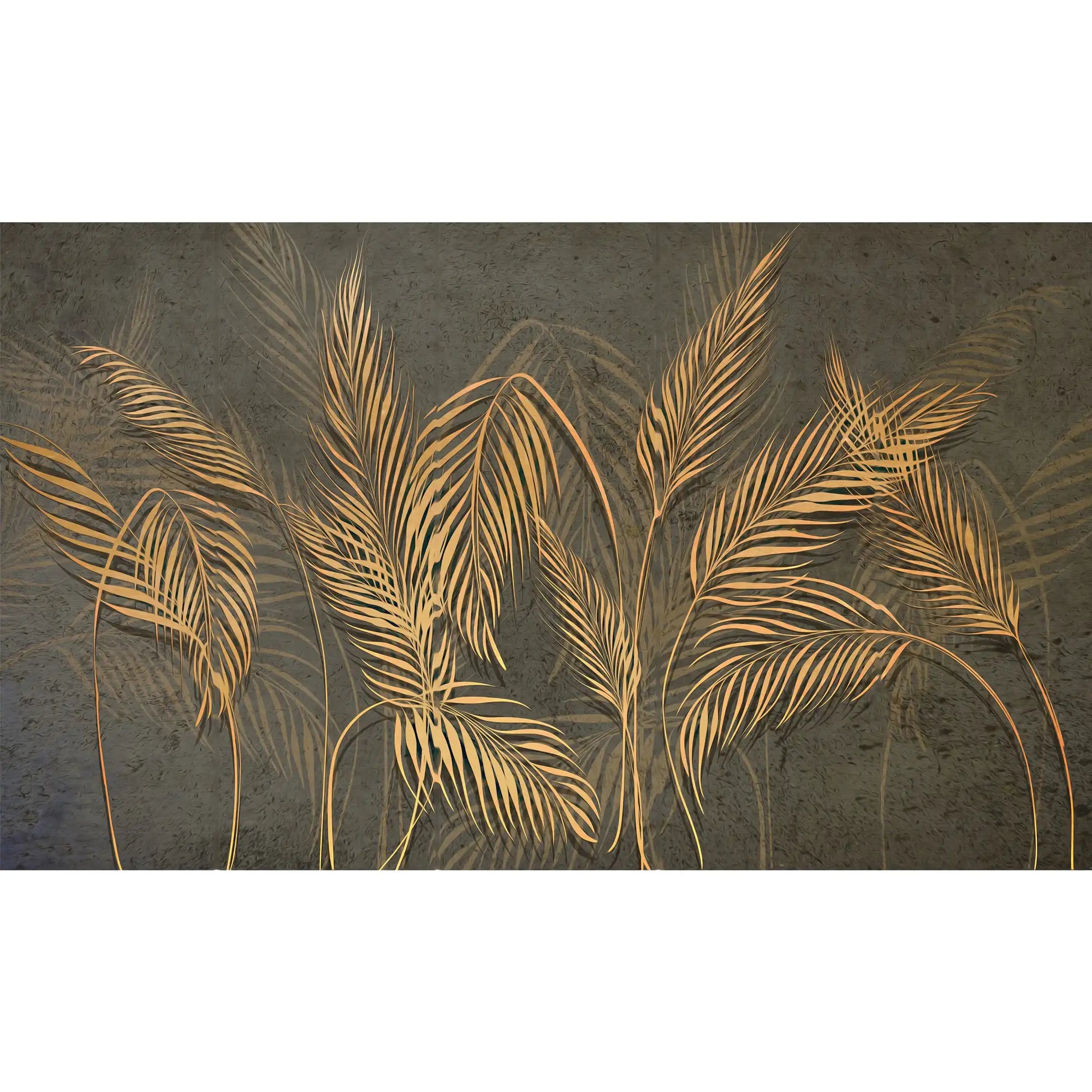 3147 / Exclusive Gold Palm & Geometric Wallpaper: Peel & Stick, Modern Room Decor, Easy DIY, Tropical Style - Artevella