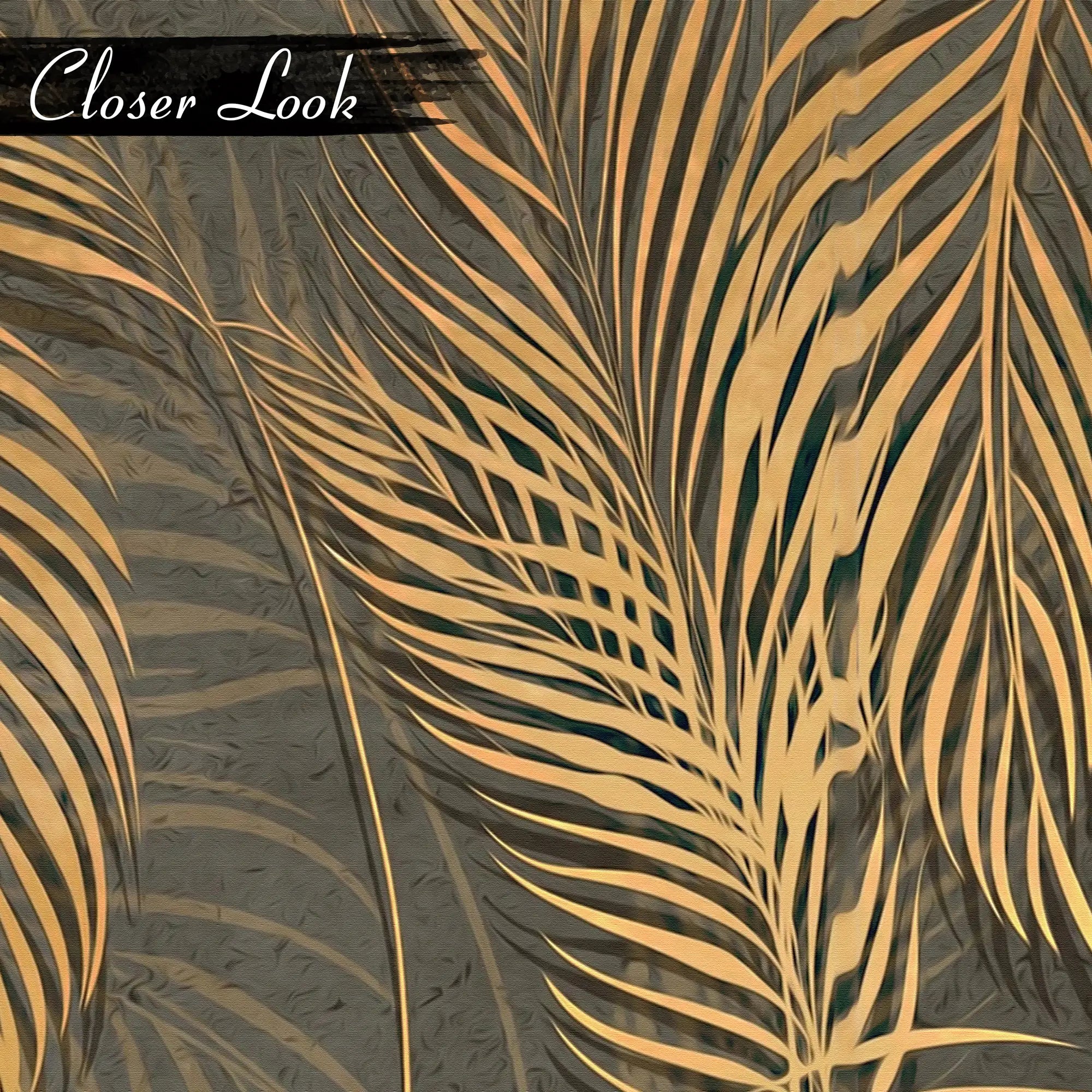 3147 / Exclusive Gold Palm & Geometric Wallpaper: Peel & Stick, Modern Room Decor, Easy DIY, Tropical Style - Artevella