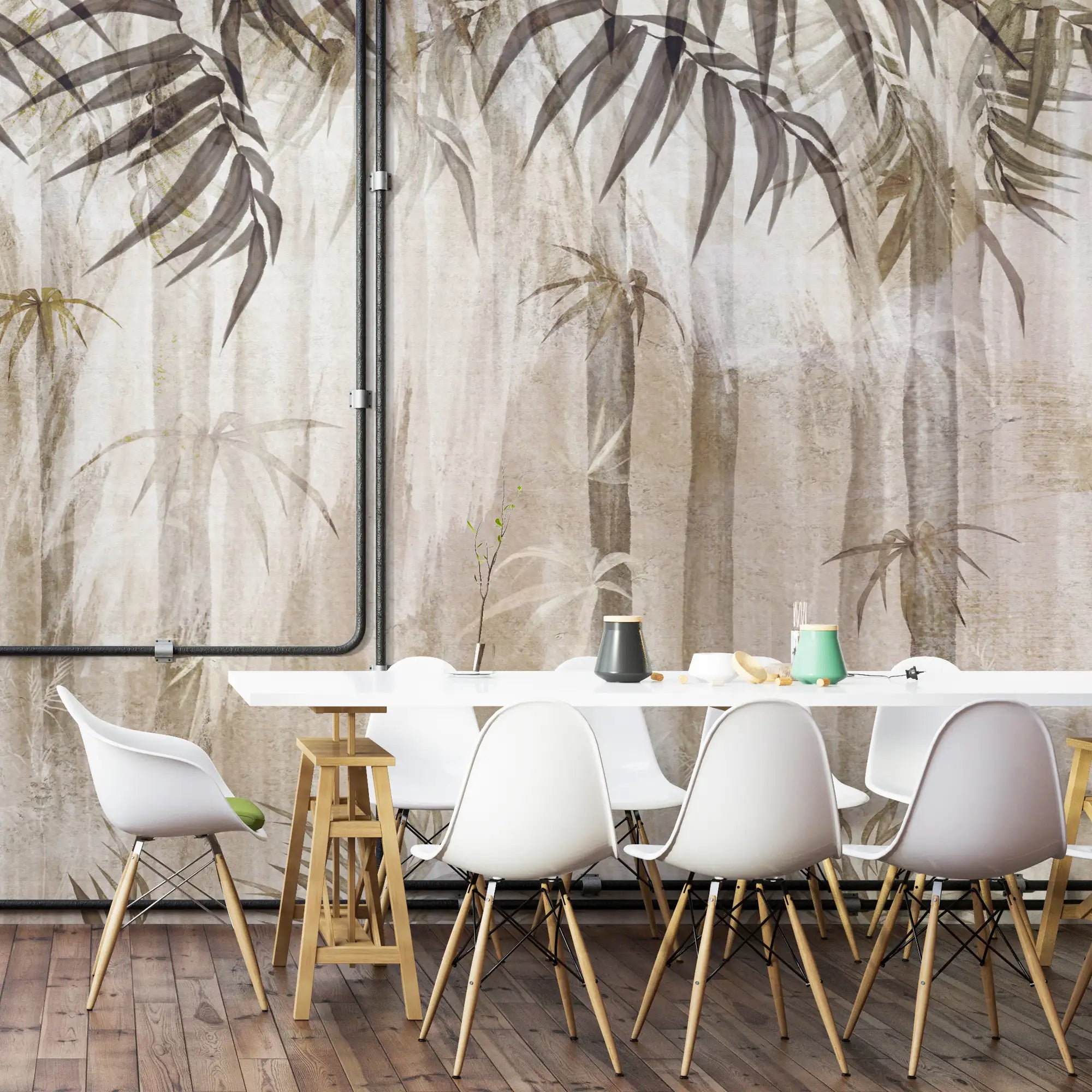 3152 / Elegant Tropical Wallpaper, Palm Tree Art, Luxurious Drapery Style, Adhesive Peel and Stick Wallpaper, Perfect for Any Room - Artevella