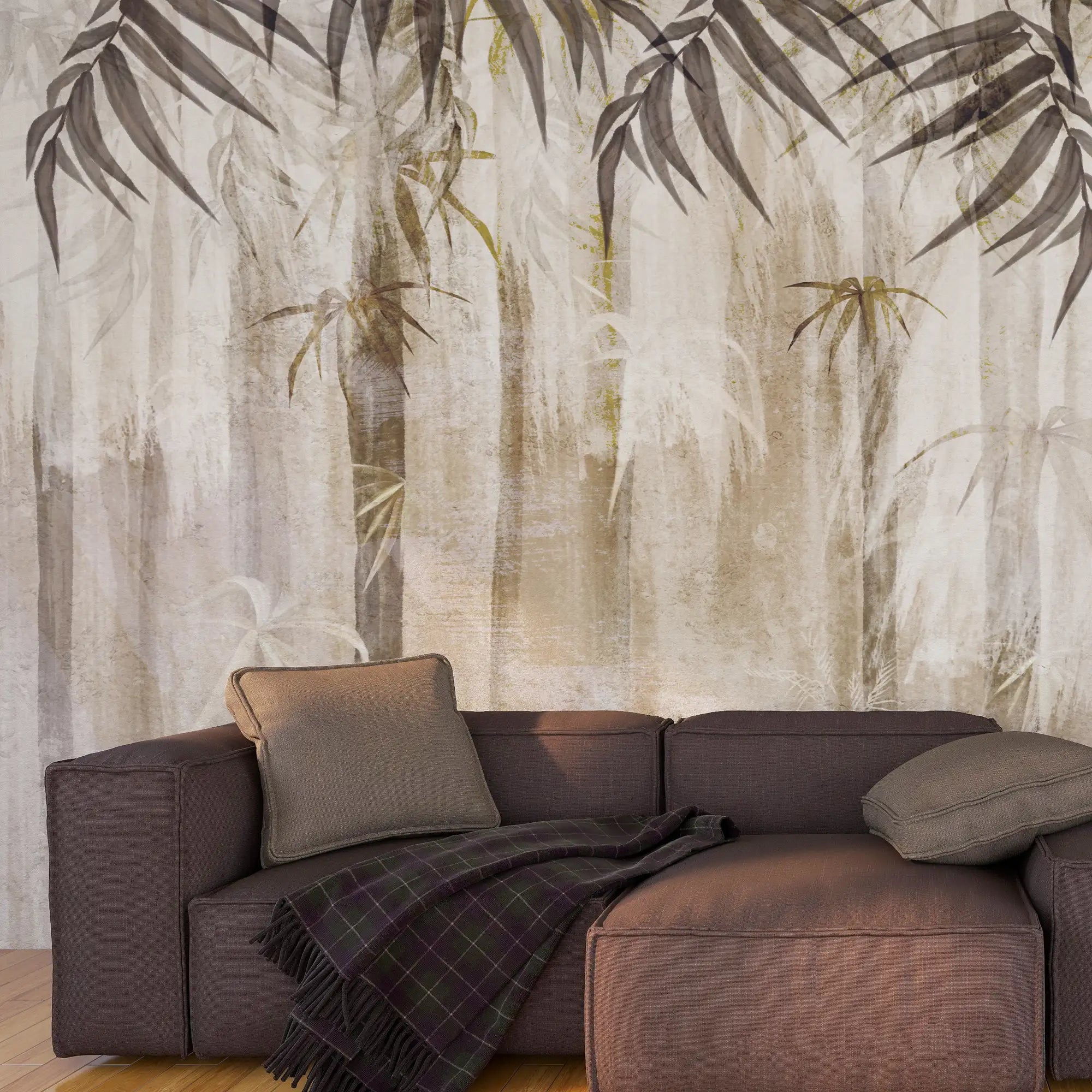 3152 / Elegant Tropical Wallpaper, Palm Tree Art, Luxurious Drapery Style, Adhesive Peel and Stick Wallpaper, Perfect for Any Room - Artevella