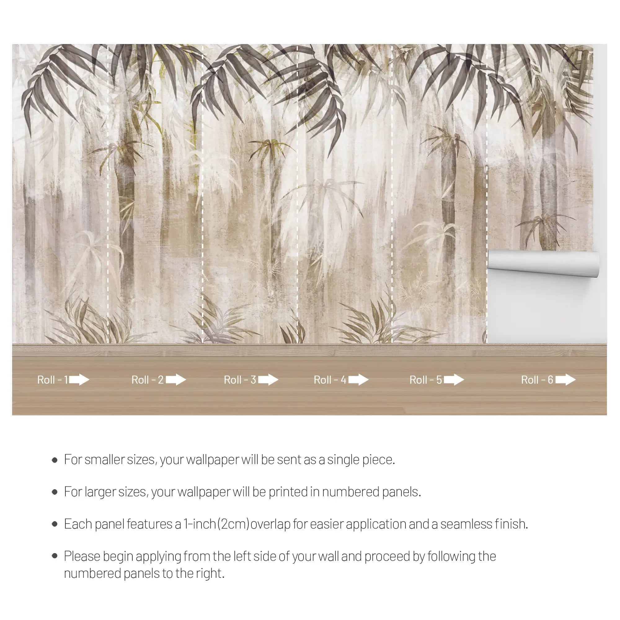 3152 / Elegant Tropical Wallpaper, Palm Tree Art, Luxurious Drapery Style, Adhesive Peel and Stick Wallpaper, Perfect for Any Room - Artevella