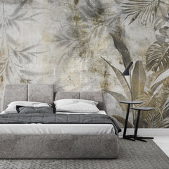 3153 / Abstract Art Wallpaper Featuring Palms and Distressed Background, Trendy Geometric Wallpaper, Easy to Apply Self Adhesive Wall Decor - Artevella