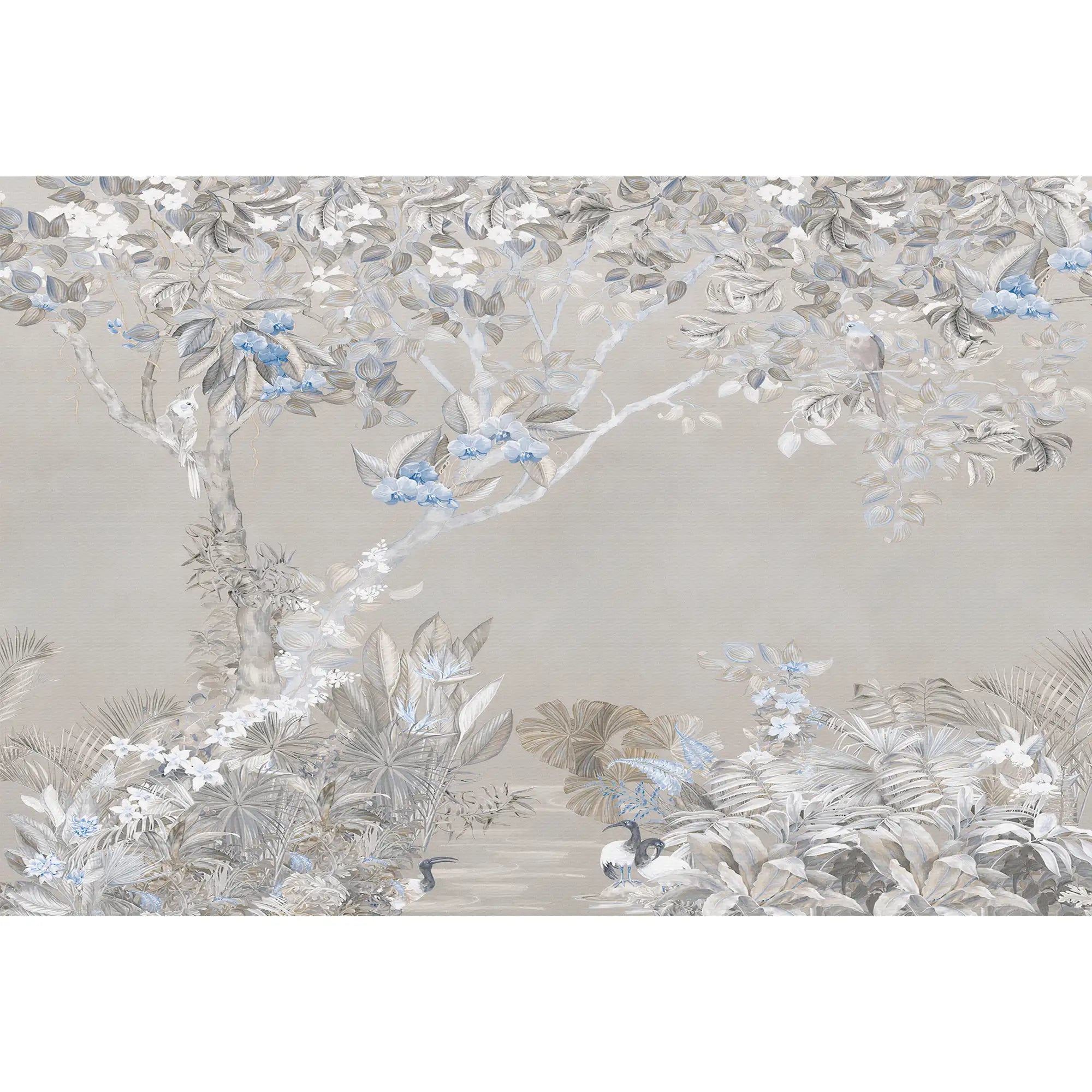 3155 / Floral Wallpaper with Blue Flowers: Easy Peel and Stick Design for a Botanical Accent Wall in Any Room - Artevella