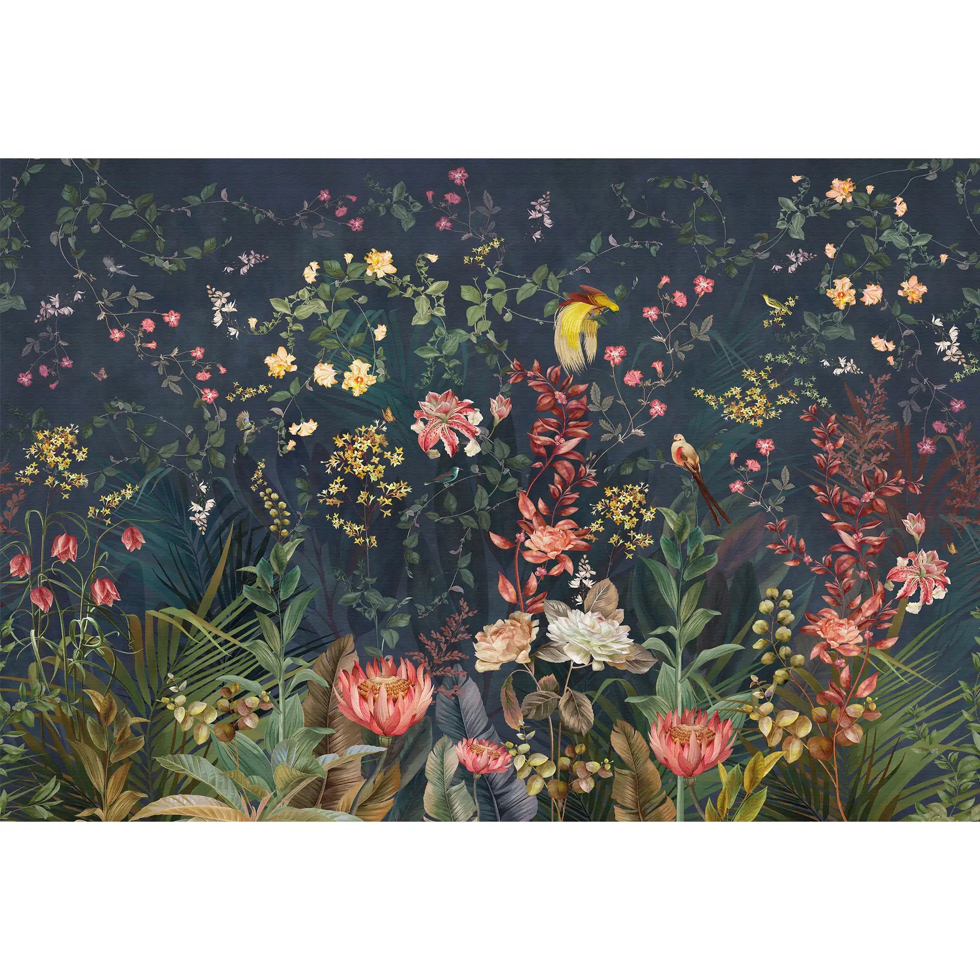 3156 / Floral Garden Wallpaper with Colorful Gardens - Tropical Wallpaper Design in Modern Style, Peel and Stick Easy Install" - Artevella