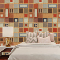 3157 / Modern Retro Geometric Wallpaper: Earthy Palette Squares & Cubes, Peel and Stick, Bathroom Wallpaper, Adhesive Wall Paper - Artevella