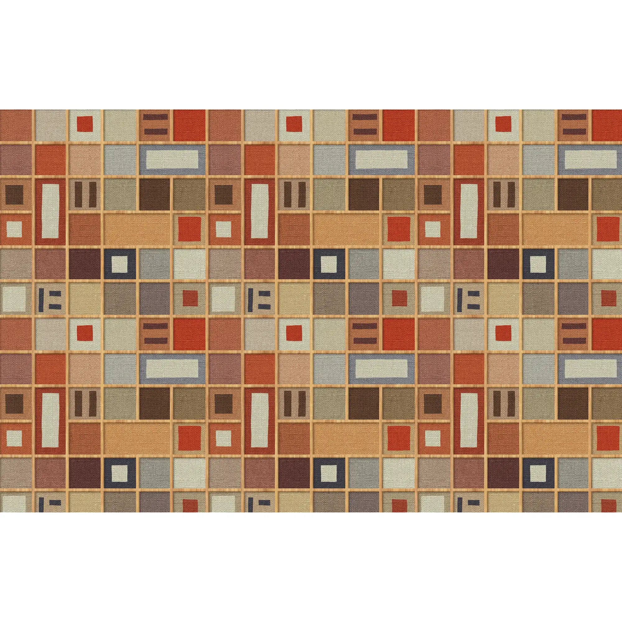 3157 / Modern Retro Geometric Wallpaper: Earthy Palette Squares & Cubes, Peel and Stick, Bathroom Wallpaper, Adhesive Wall Paper - Artevella