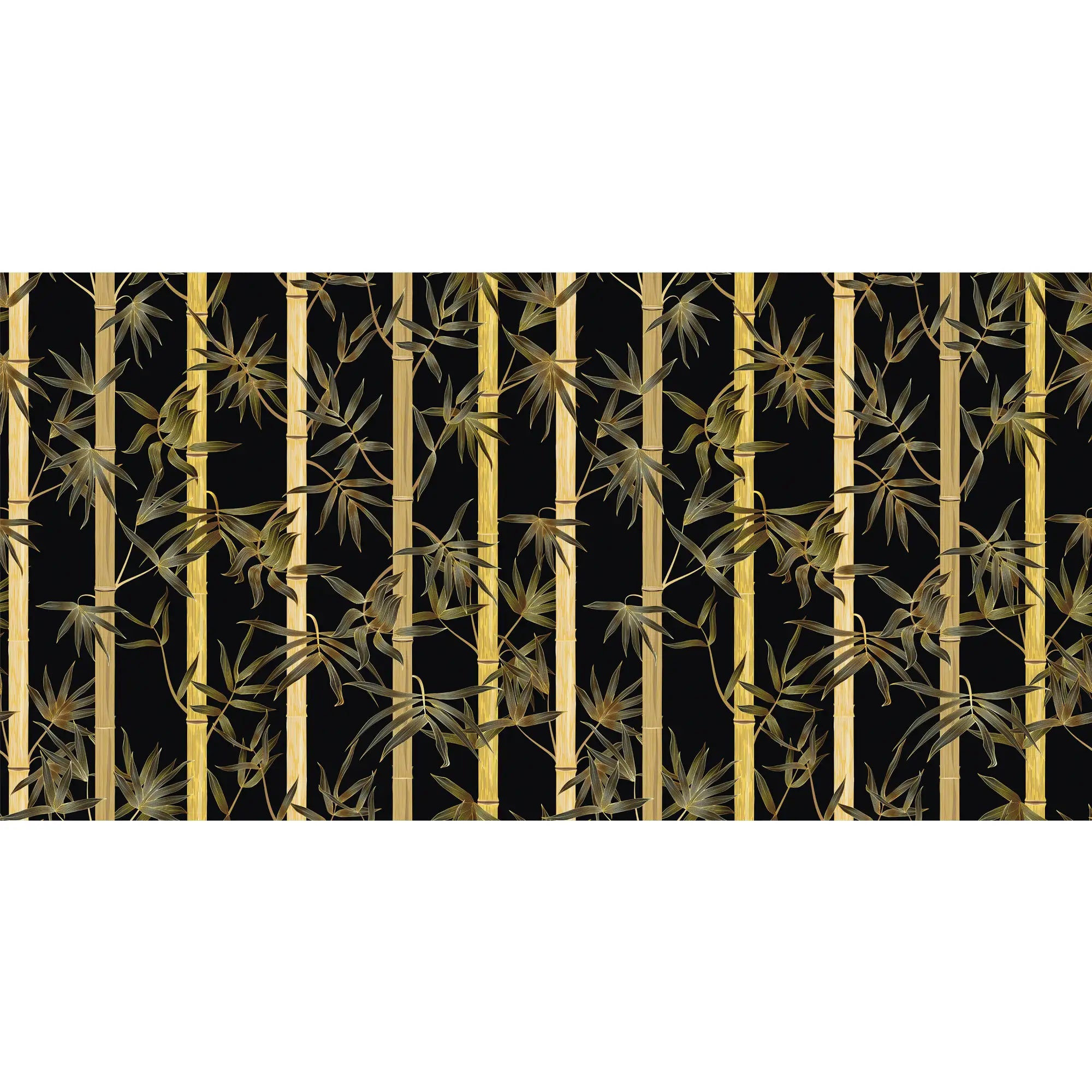 3159 / Bamboo Forest Peel and Stick Wallpaper, Black and Gold Tree Design, Floral Pattern, Geometric Accent for Modern Décor - Artevella