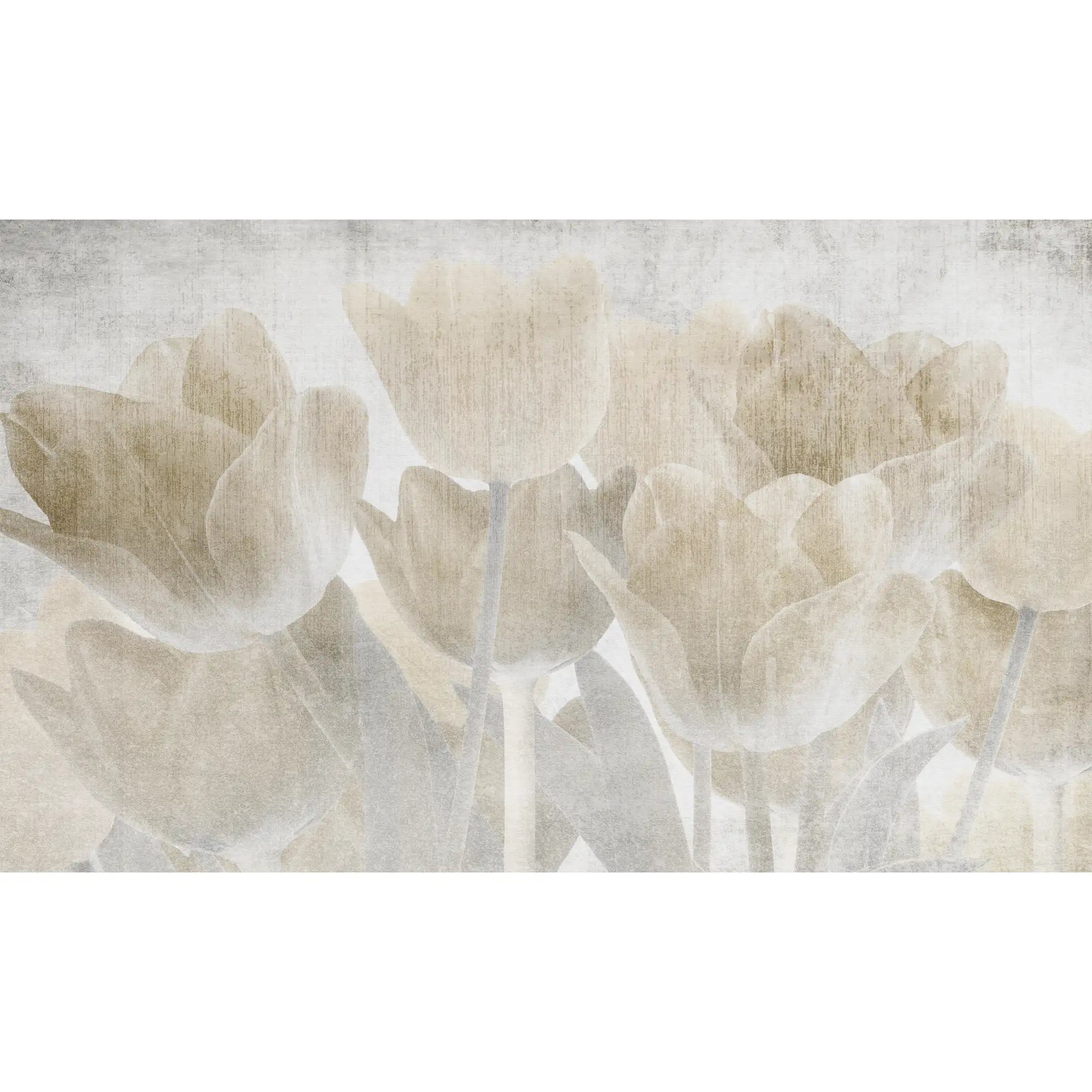 3164 / Contemporary Floral Wallpaper with Beige Tulips, Dark Background, Easy Install, Peel and Stick, Perfect for Accent Wall, Room Decor - Artevella