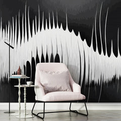 3174 / Modern Sound Wave Wallpaper, Black and White Geometric Design, Peel and Stick, Abstract Art for Bedroom, Contemporary Wall Decor - Artevella