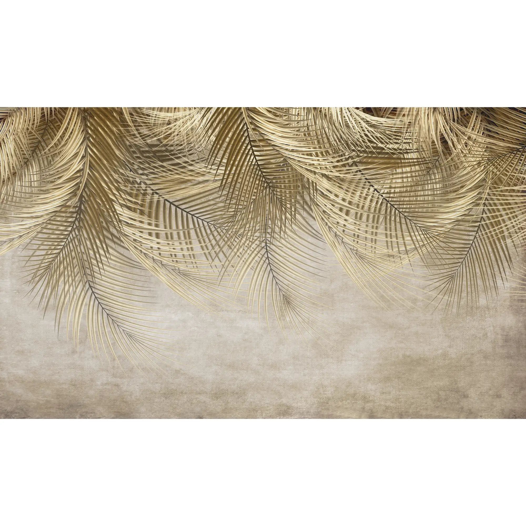3175 / Golden Palm Leaf Wallpaper - Distressed Paper Style, Tropical Wall Decor, Peel and Stick Wallpaper for Boho Room - Artevella