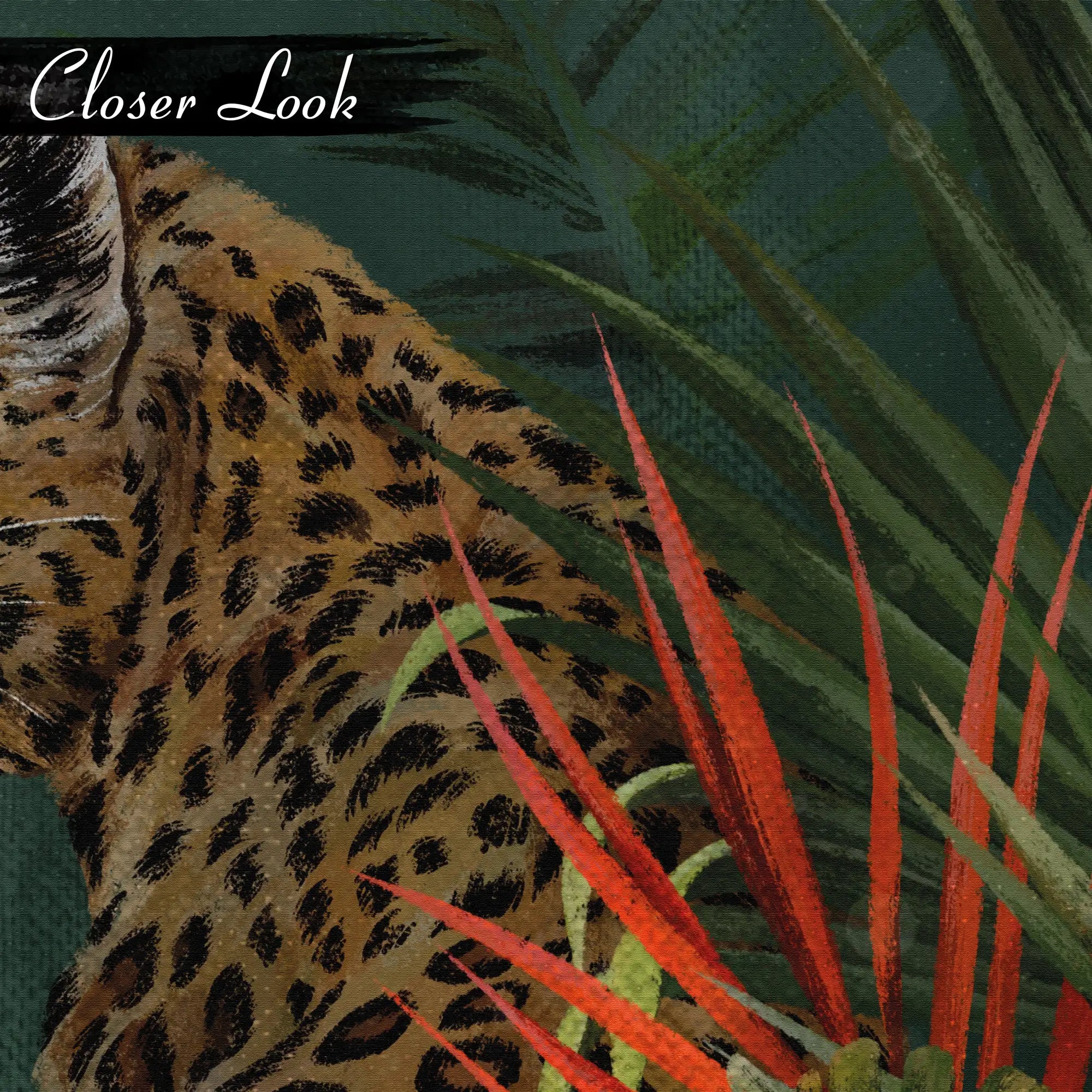 3177 / Wild Leopard in Rainforest - Peelable Stickable Wallpaper, Botanical Wallpaper, Wallpaper for Bathroom, Tropical Jungle Mural - Artevella