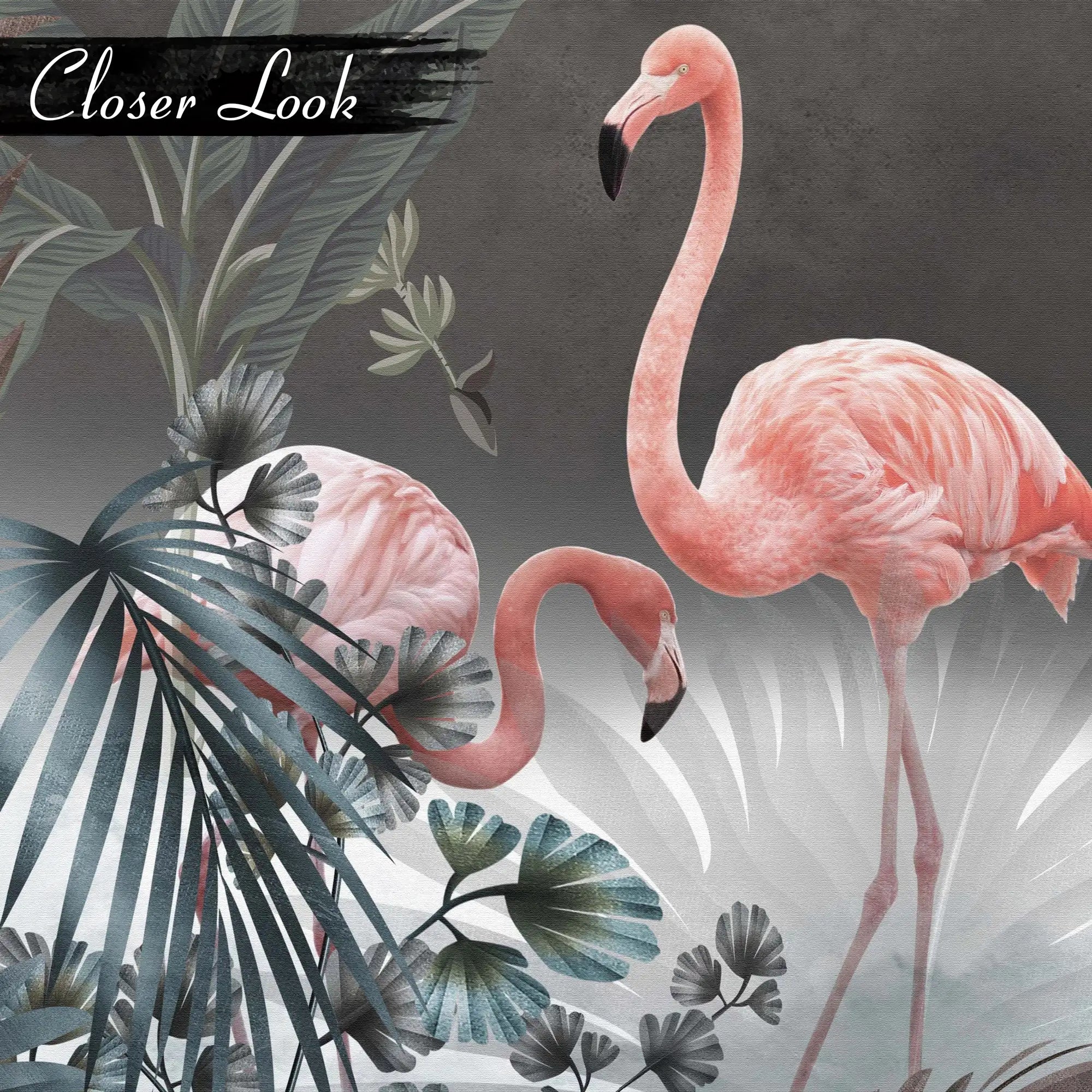 3179 / Pink Flamingo Jungle Wallpaper - Romantic Moonlit Seascape with Palm Trees - Peel and Stick Wall Murals - Boho Decor - Artevella