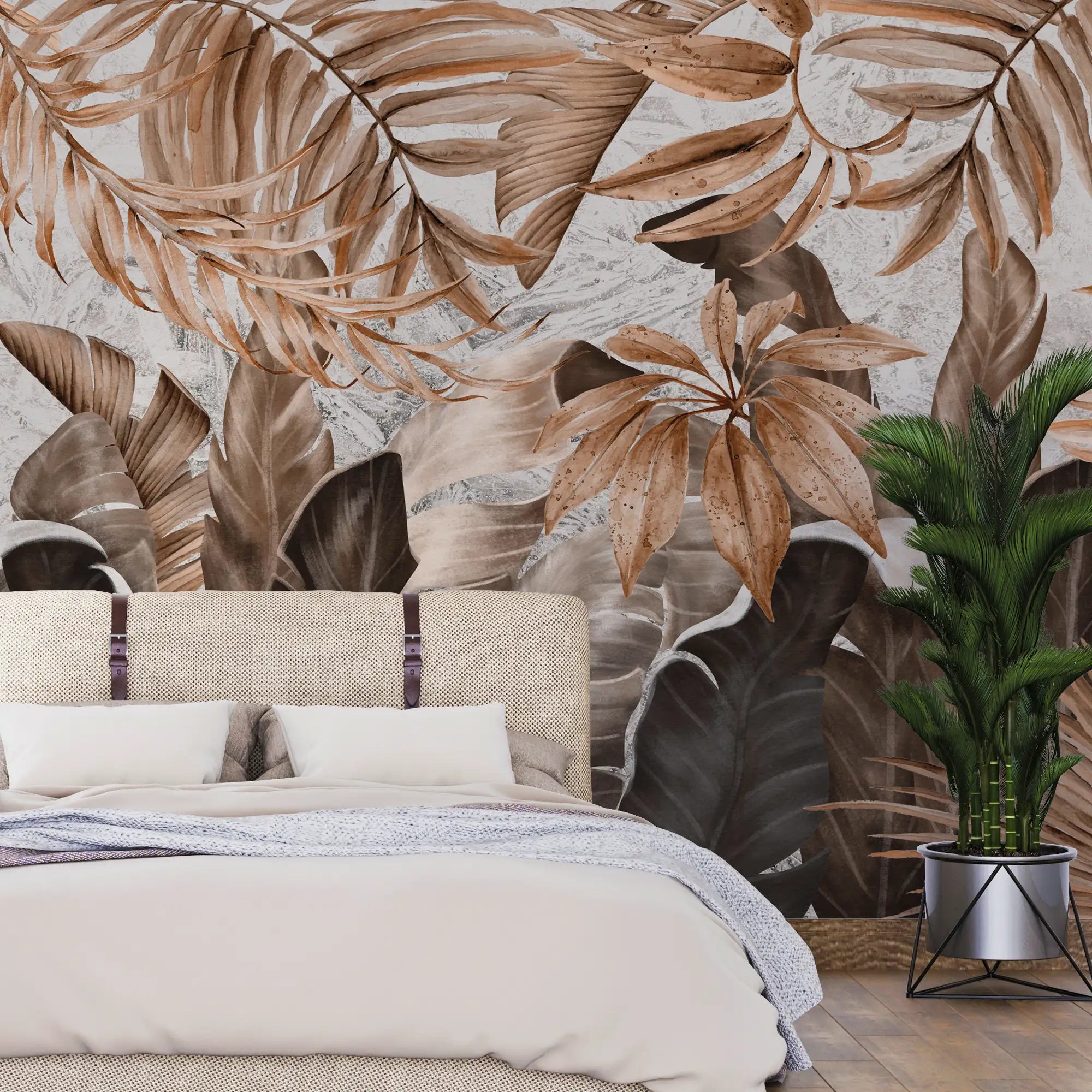 3181 / Tropical Wallpaper - Exotic Leaf Pattern Wall Decor, Peel and Stick Wallpaper for Living Room - Artevella