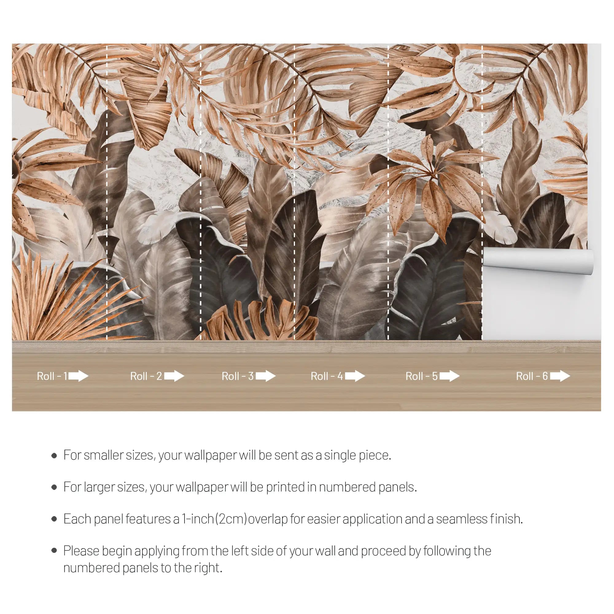 3181 / Tropical Wallpaper - Exotic Leaf Pattern Wall Decor, Peel and Stick Wallpaper for Living Room - Artevella