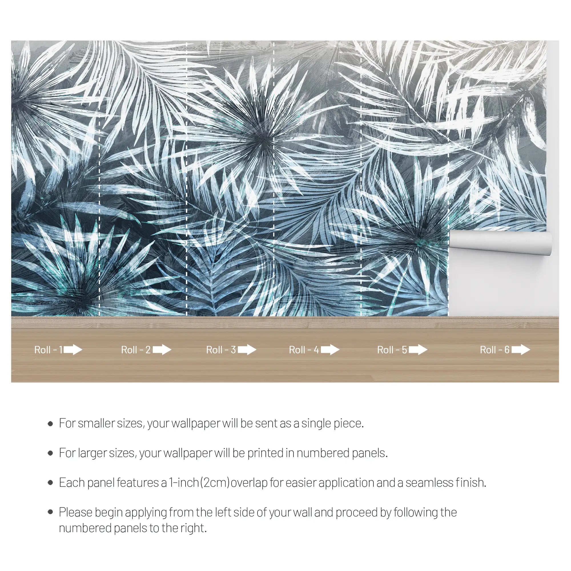 3182 / Tropical Palms Wallpaper, Serene Breeze Wall Mural, Abstract Palm Fronds Art, Whispering Leaves Elegance Wall Decor - Artevella