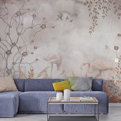 3198 / Boho Wallpaper with Stick and Peel Functionality | Watercolor Bird Design | Self Adhesive Mural for Easy Decor | Ideal for Temporary Wall Makeover - Artevella