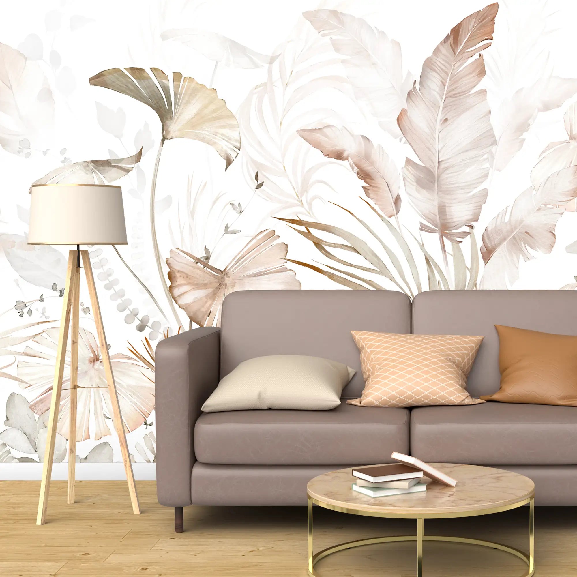 3202 / Tropical Plant & Floral Mural, Watercolor Peel and Stick Wallpaper for Modern Home Decor - Artevella