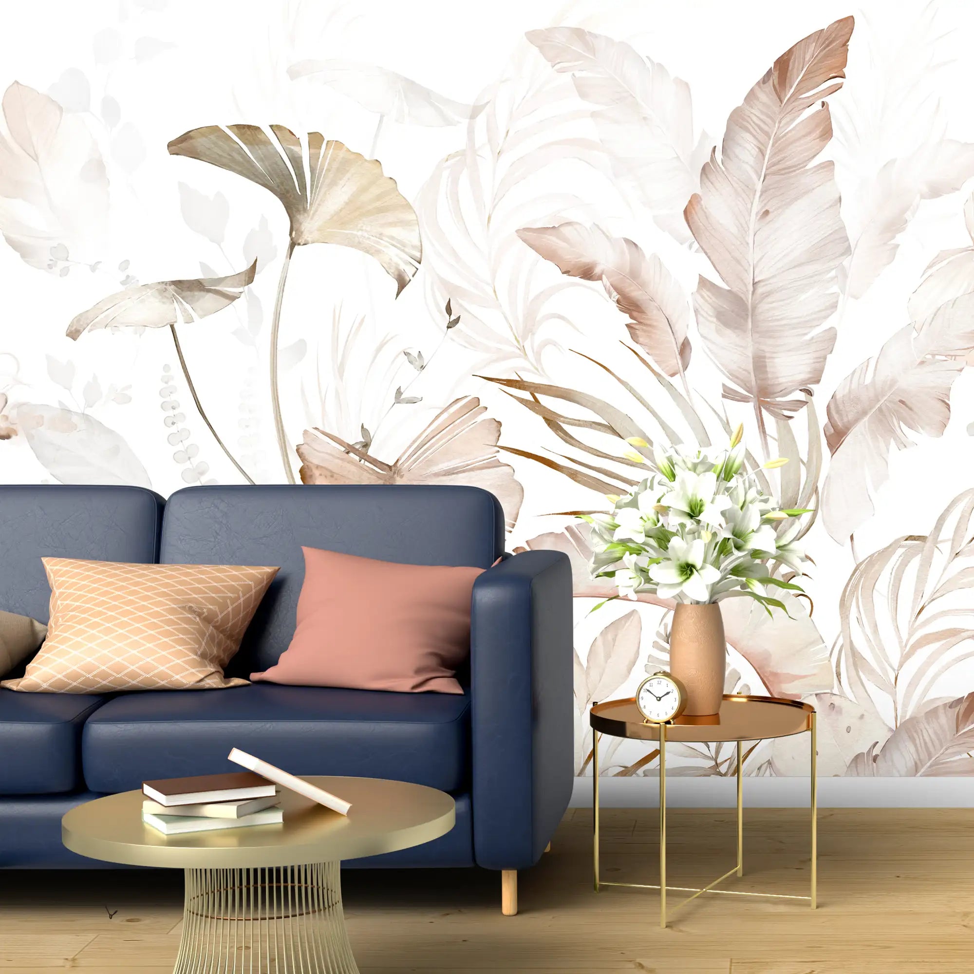 3202 / Tropical Plant & Floral Mural, Watercolor Peel and Stick Wallpaper for Modern Home Decor - Artevella