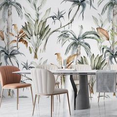 3210 / Tropical Plants and Palm Trees Wall Mural | Peel and Stick Wallpaper | Boho Jungle Room Decor | Easy Install Adhesive Design - Artevella