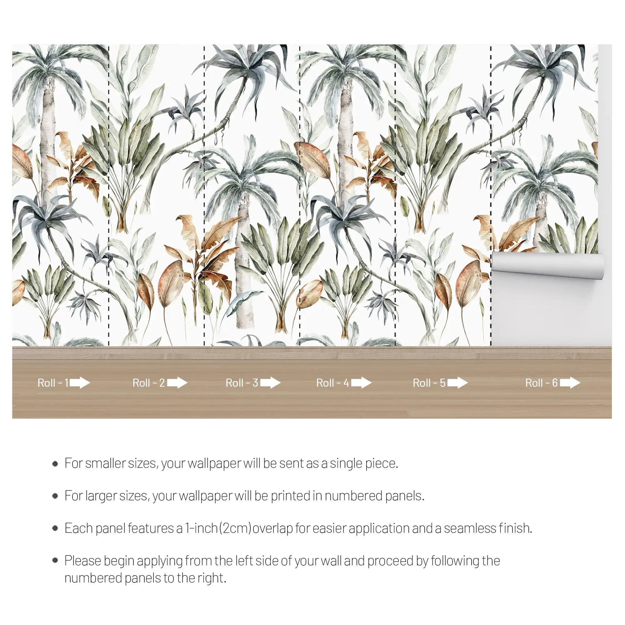 3210 / Tropical Plants and Palm Trees Wall Mural | Peel and Stick Wallpaper | Boho Jungle Room Decor | Easy Install Adhesive Design - Artevella