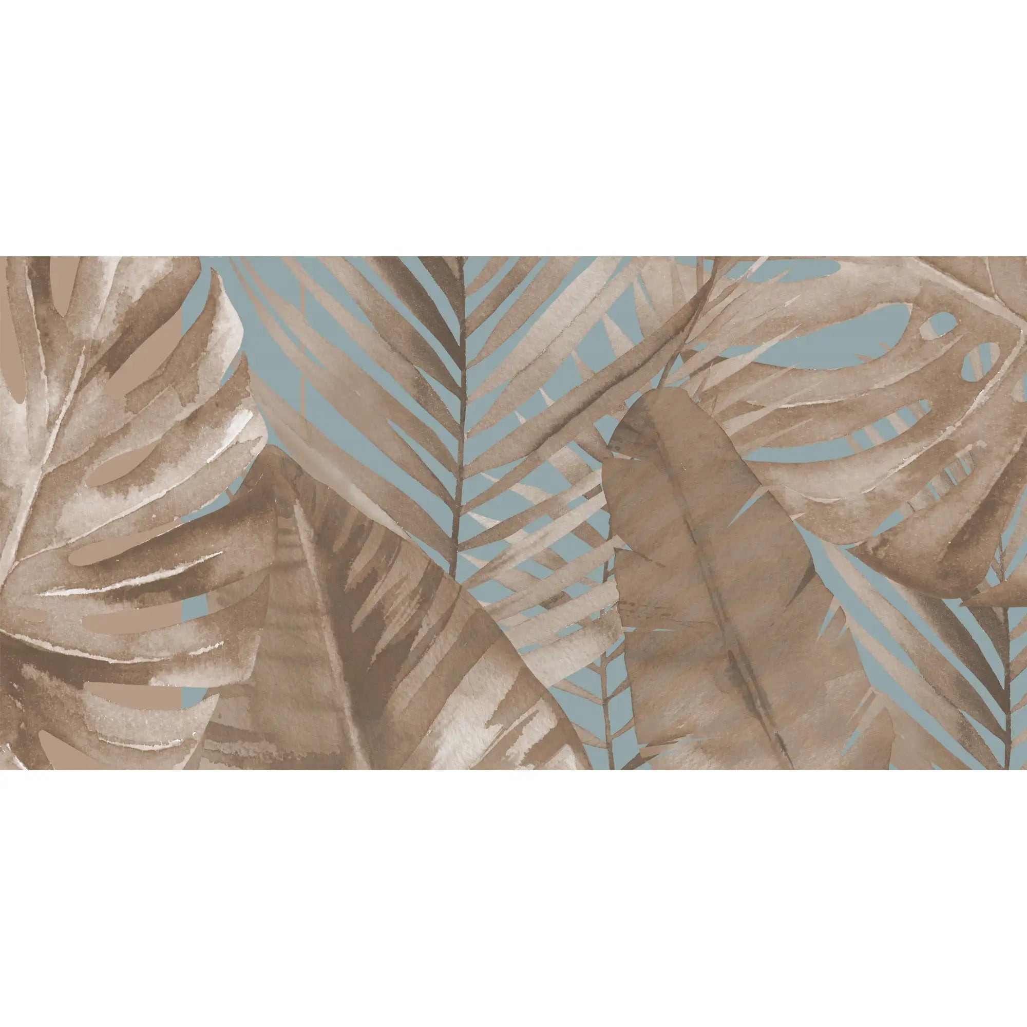 3215 / Boho Wallpaper Stick & Peel: Sky-Blue Hibiscus Leaf Design - Easy Install for Temporary Room Transformation - Artevella