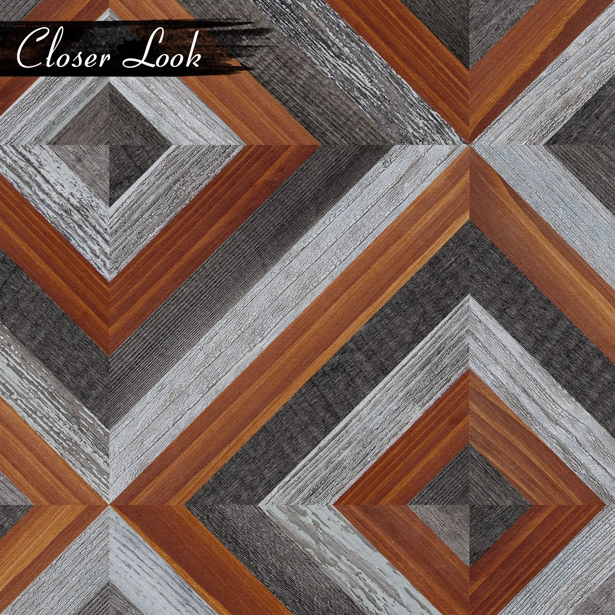 3216 / Geometric Diamond Pattern with Wood Grain Finish - Adhesive Wallpaper for Home and Office Space - Artevella