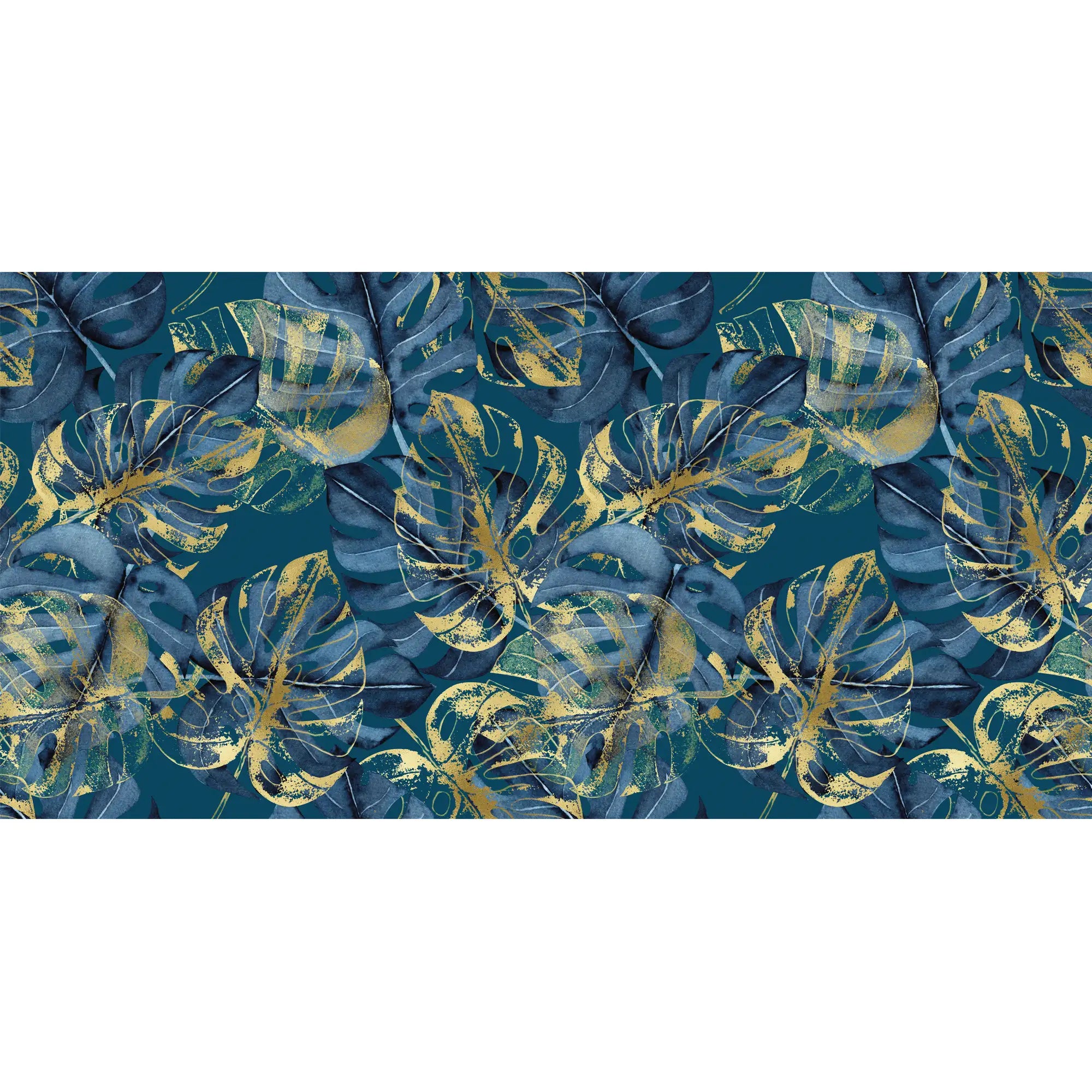 3218 / Modern Teal and Gold Adhesive Wallpaper - Tropical Painterly Design for Bedrooms, Kitchens, and Living Spaces - Artevella