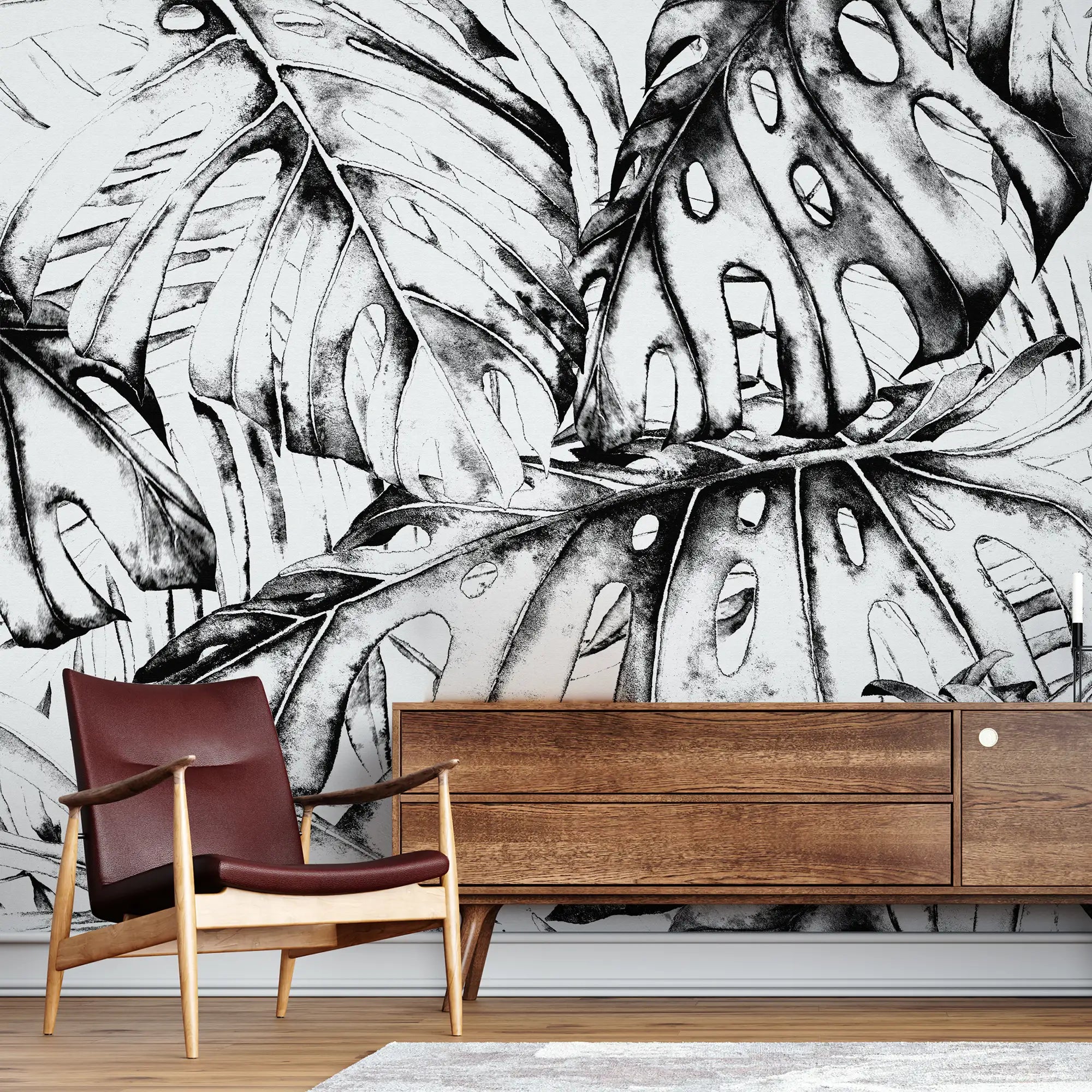 3219 / Nature Meets Artistry: European Ink-Style Jungle & Forest Tree Peel and Stick Wallpaper - Room Decor Statement - Artevella