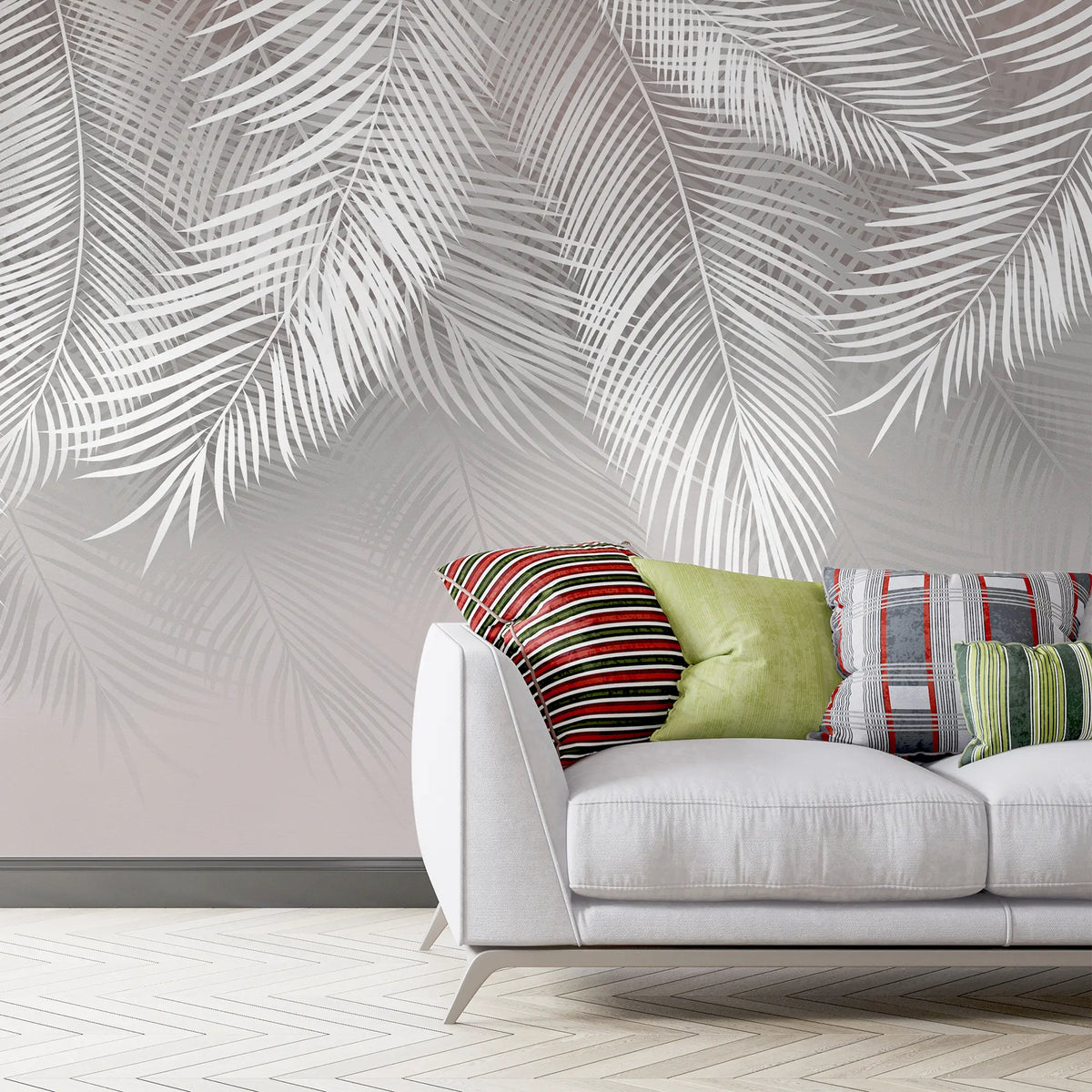 3228 / Neutral Feather Wallpaper, Subtle Wall Mural, Chic Feather Design, Textured Feature Wall, Serene Decor Accent - Artevella