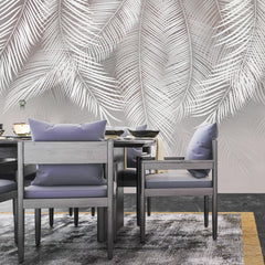 3228 / Neutral Feather Wallpaper, Subtle Wall Mural, Chic Feather Design, Textured Feature Wall, Serene Decor Accent - Artevella